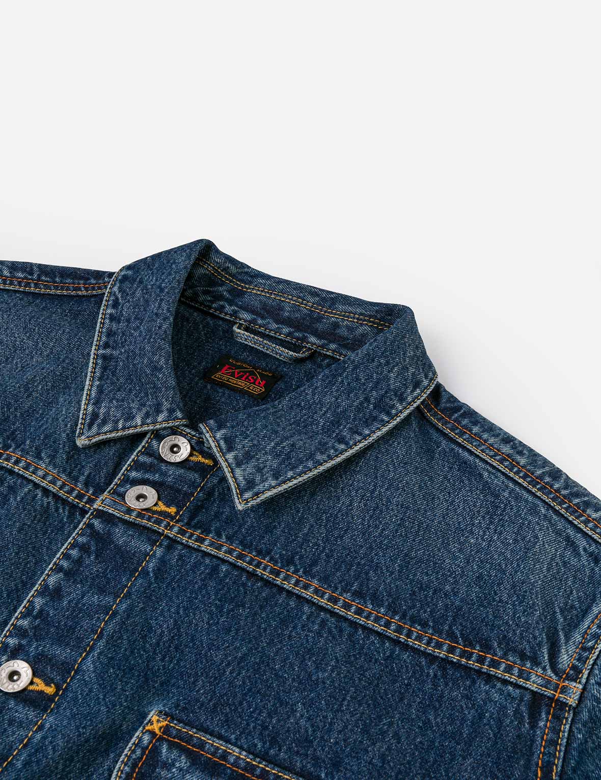 ディストレスドカモメプリントとほつれロゴパッチ刺繍 リラックスフィット デニムジャケット