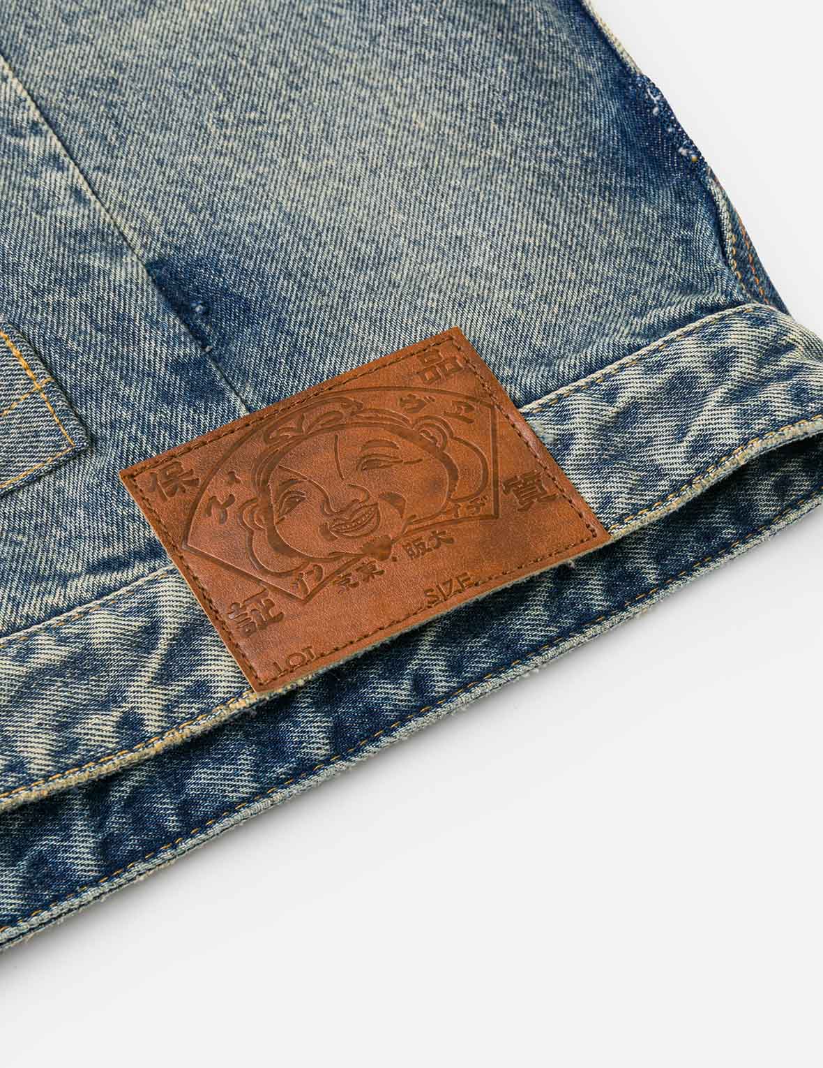 ディストレスドカモメプリントとほつれロゴパッチ刺繍 リラックスフィット デニムジャケット