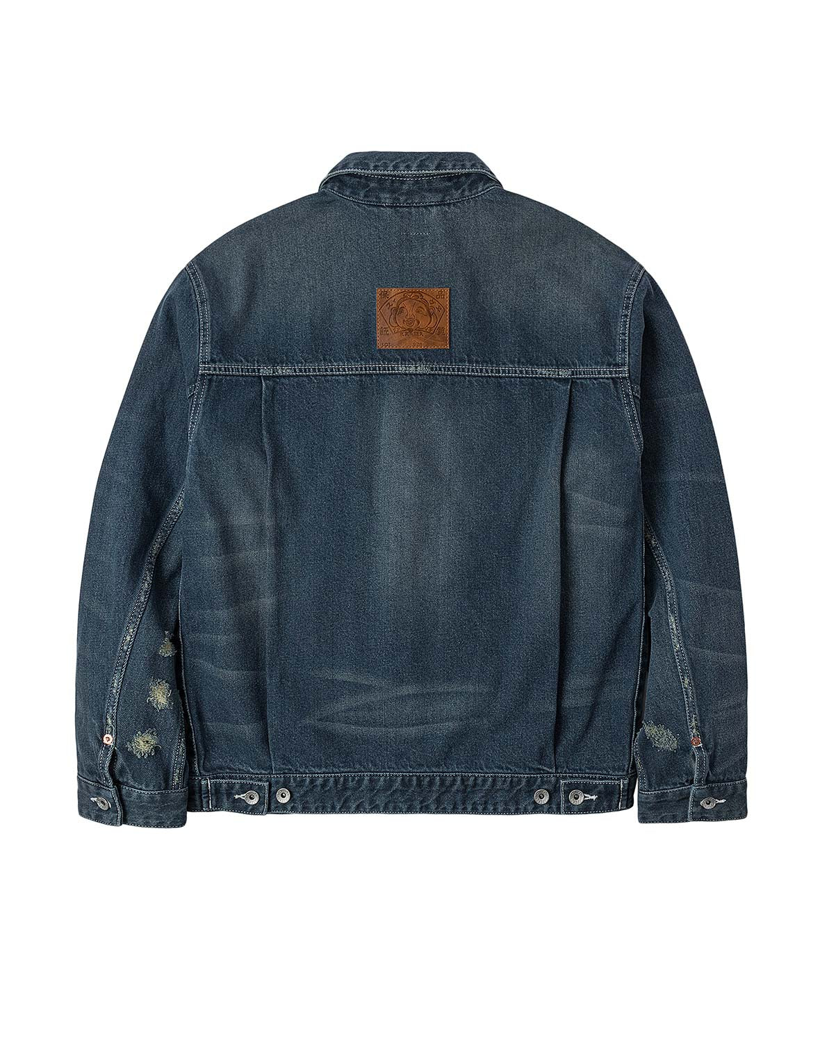 Distressed Seagull Print Relax Fit Washed Seagull Pocket Denim Jacket