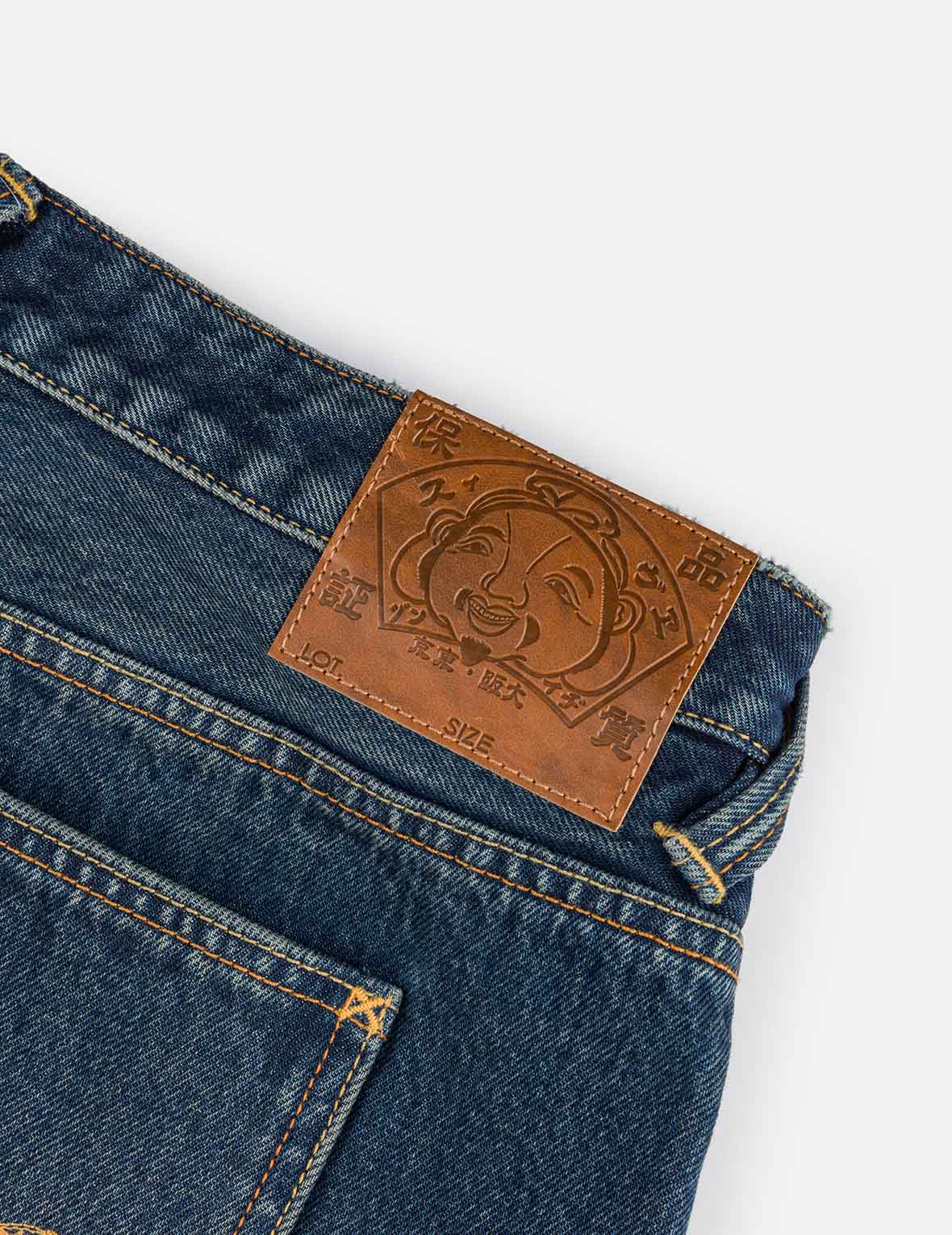 カモメ刺繍 レギュラーフィット ウォッシュドデニムジョーツ