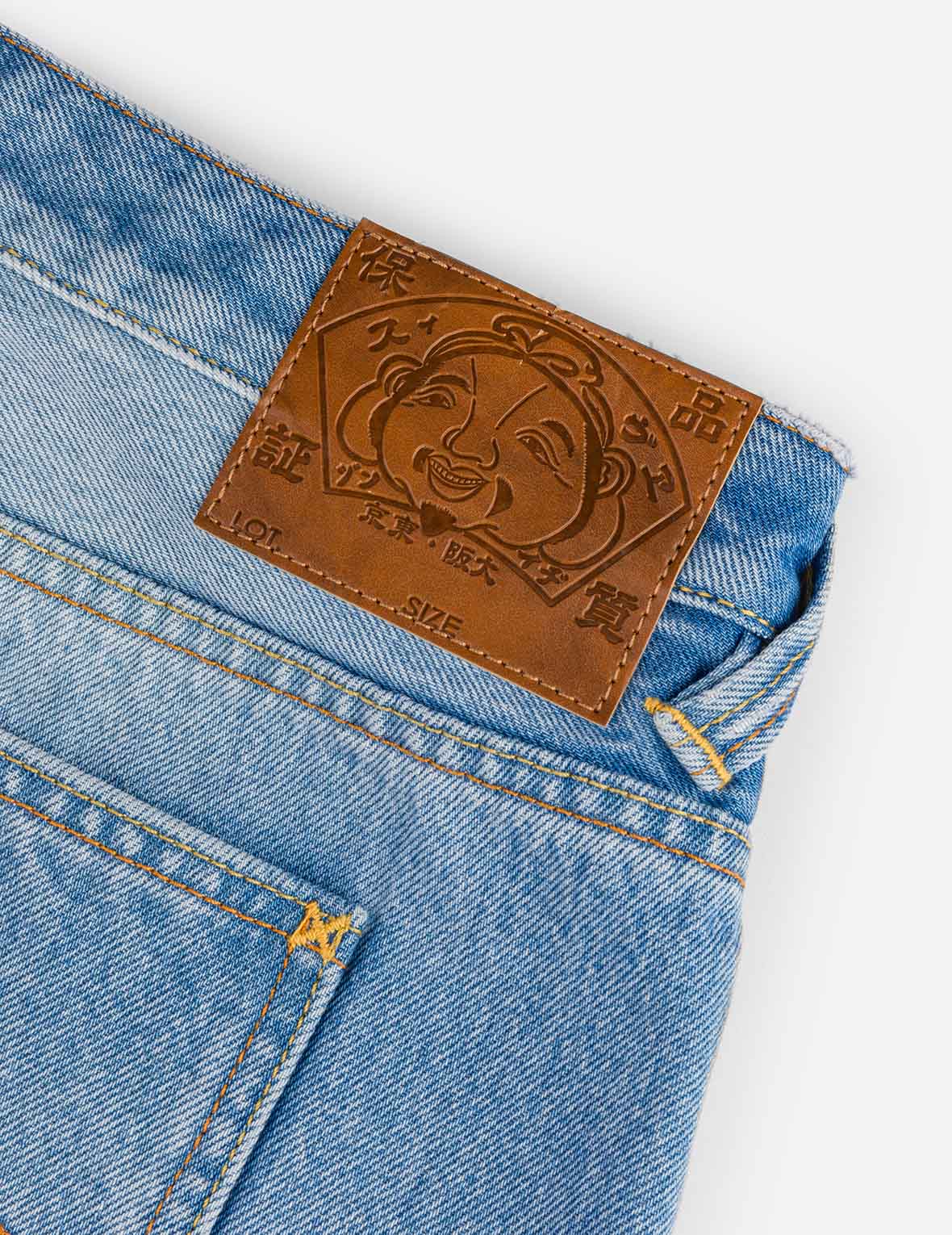 カモメ刺繍 レギュラーフィット ウォッシュドデニムジョーツ