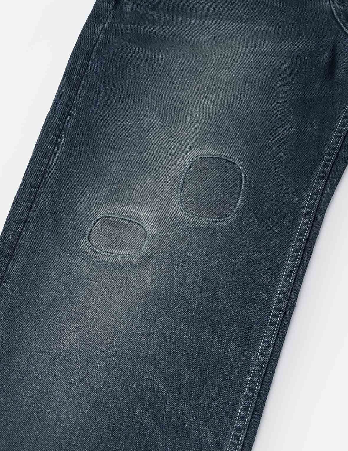 不規則パッチ付きディストレスドカモメプリント ルーズフィット デニムジーンズ