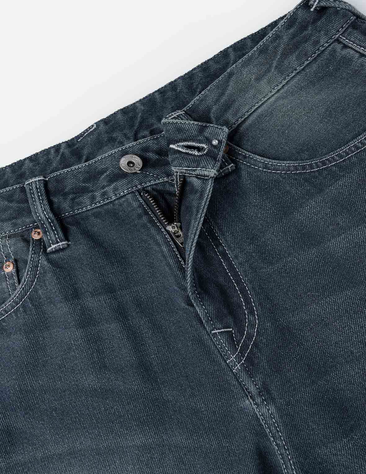 不規則パッチ付きディストレスドカモメプリント ルーズフィット デニムジーンズ