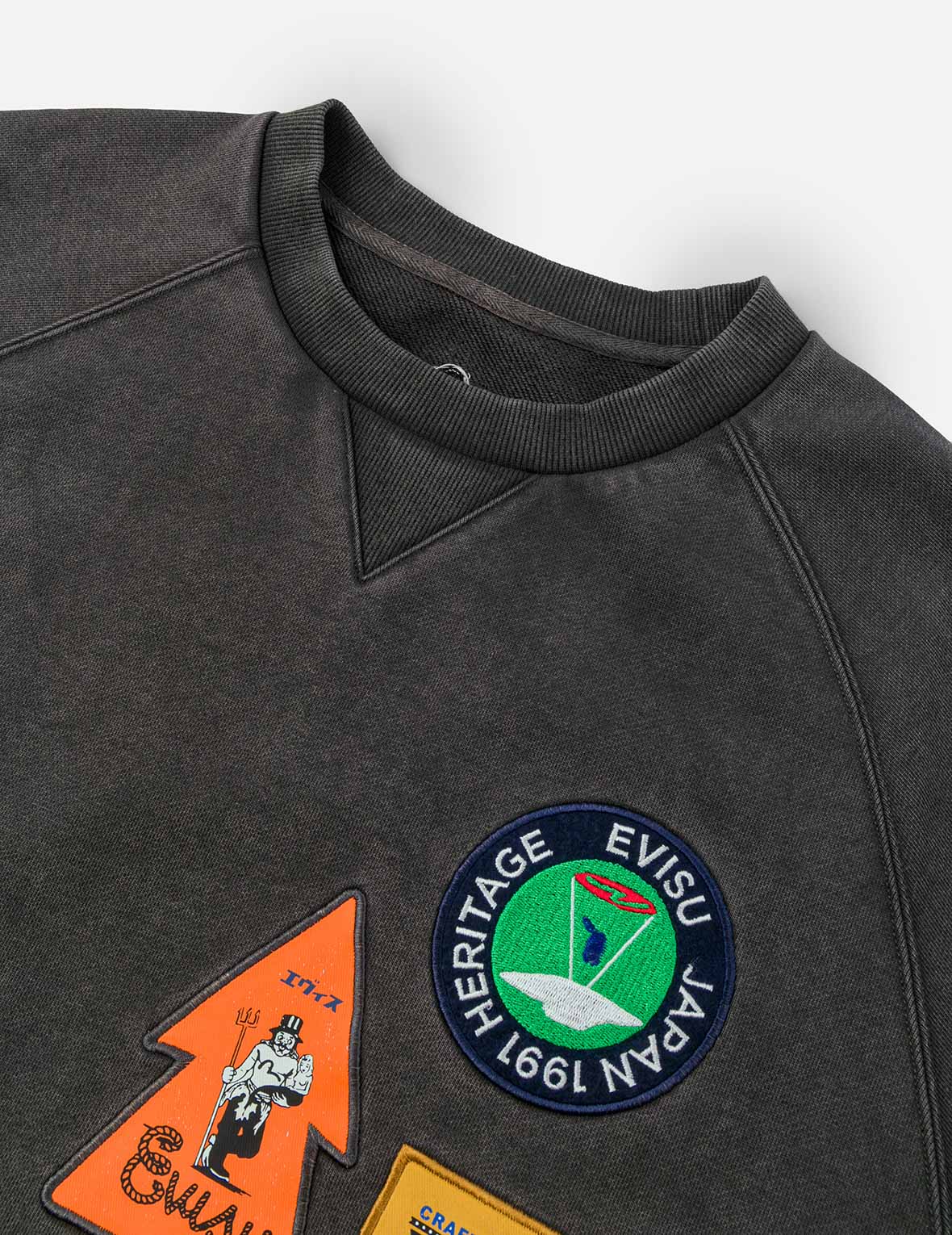 アメリカン「恵比寿」パッチとカモメ刺繍 リラックスフィット スウェットシャツ