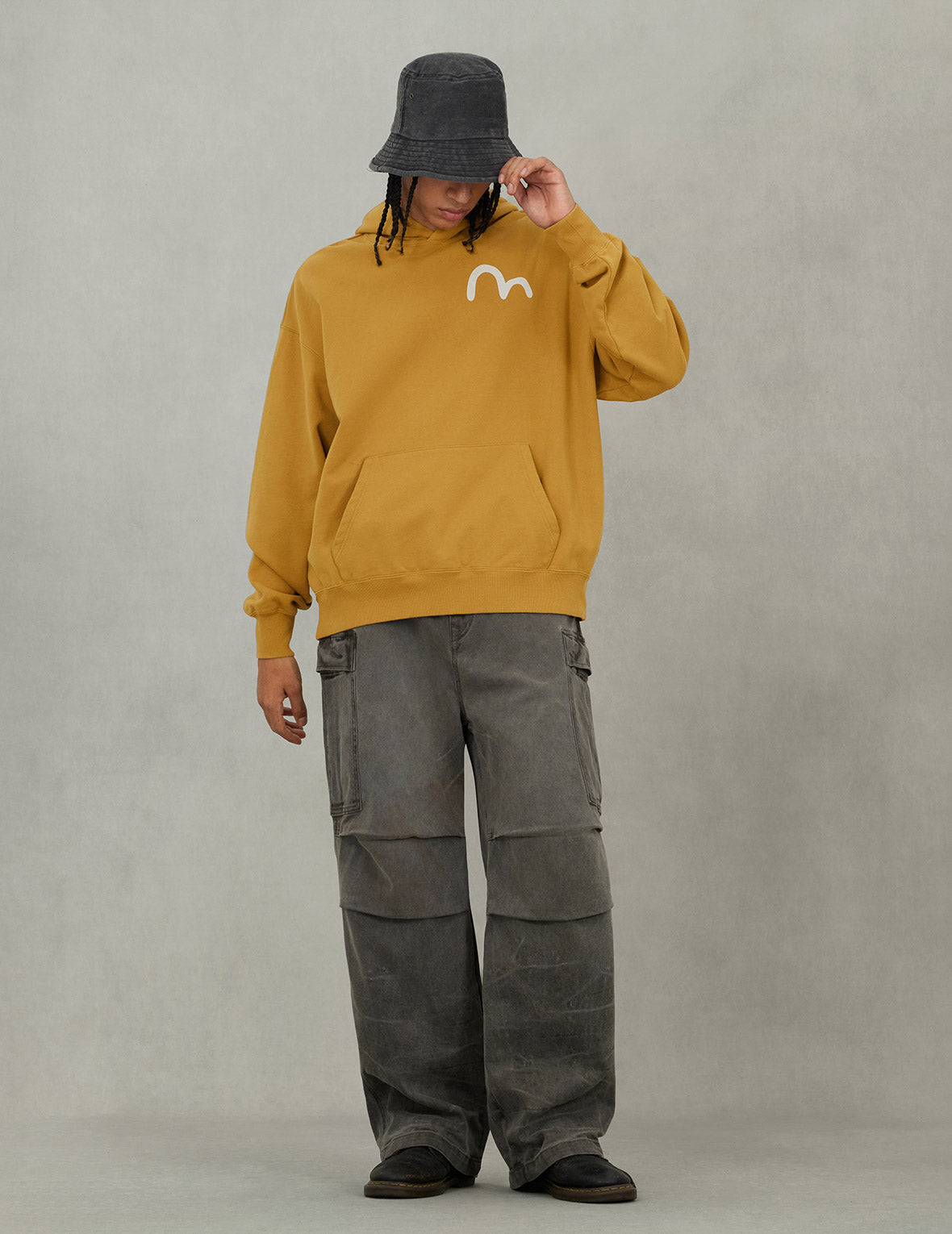 アメリカン恵比寿とカモメプリント リラックスフィット フーディー