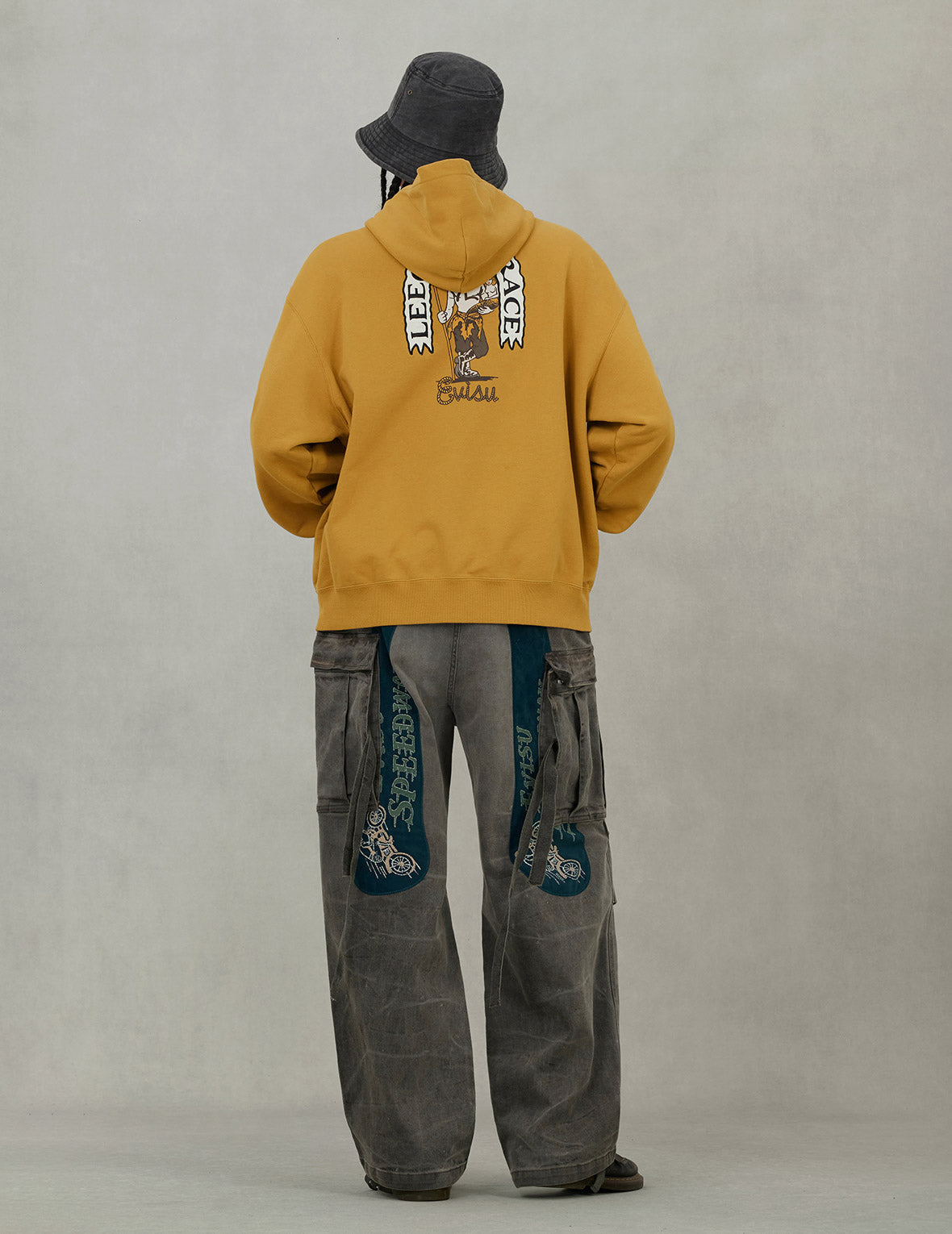 アメリカン恵比寿とカモメプリント リラックスフィット フーディー