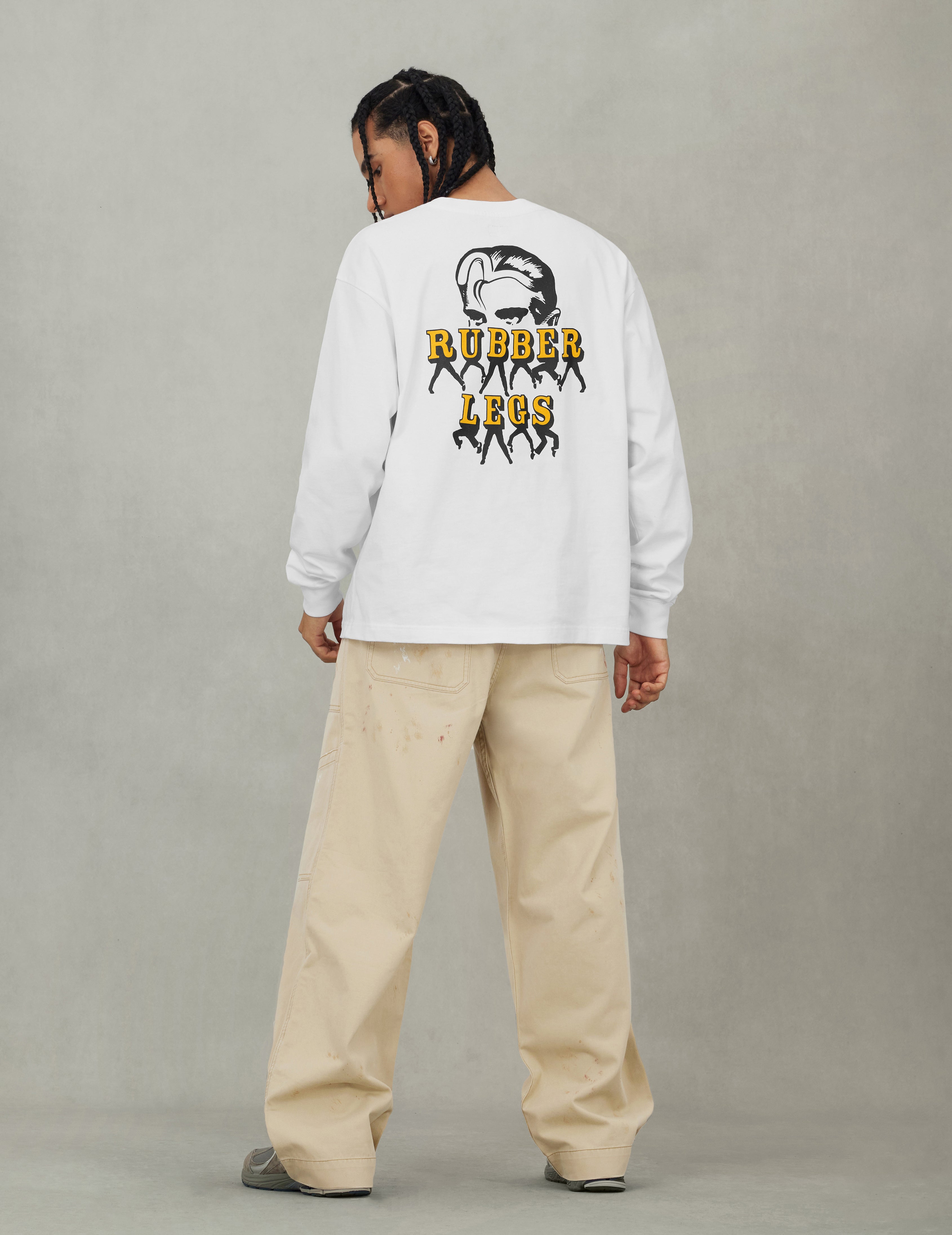 カモメとラバーレッグプリント リラックスフィット 長袖Tシャツ