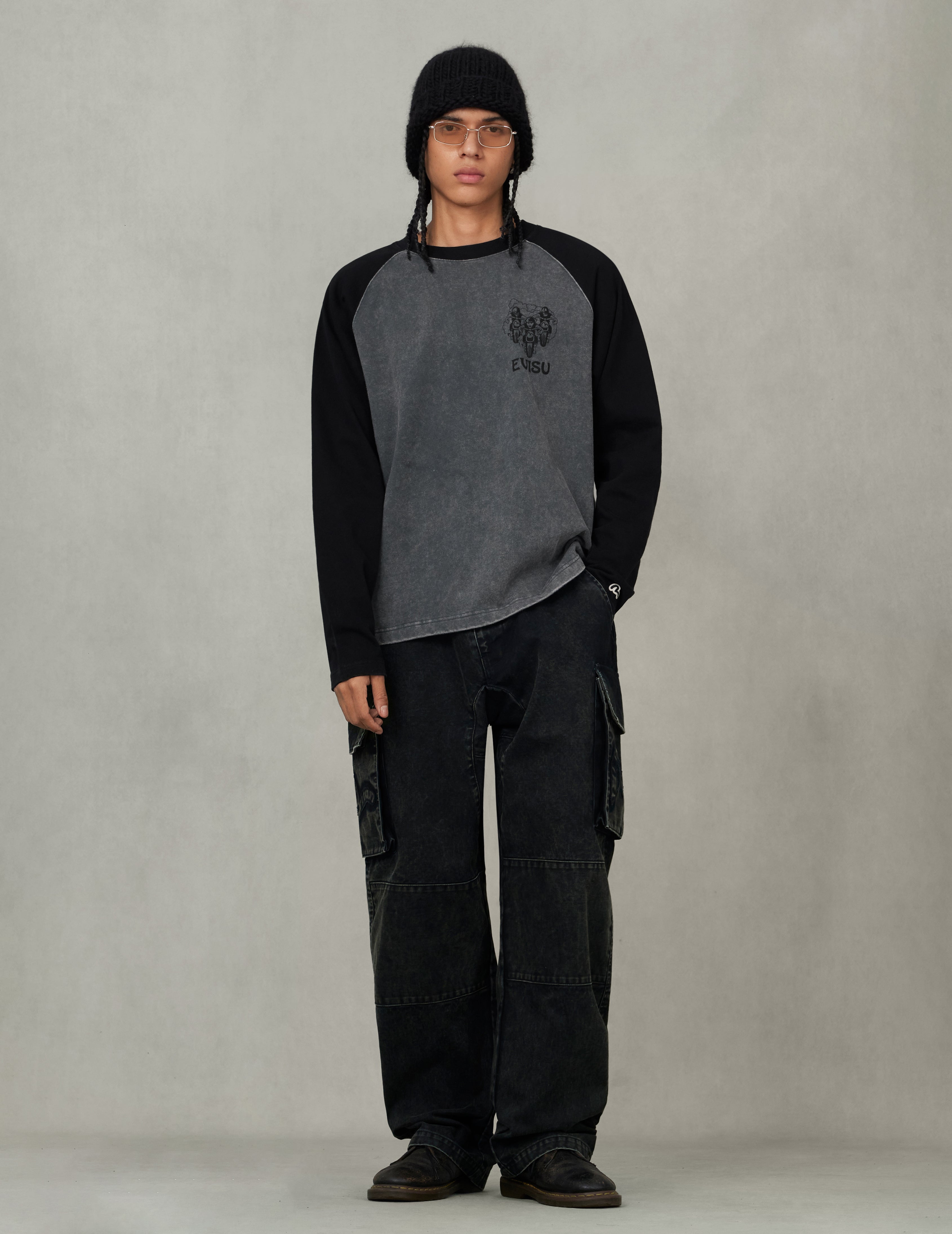 レトロモトクロスプリント リラックスフィット 長袖Tシャツ