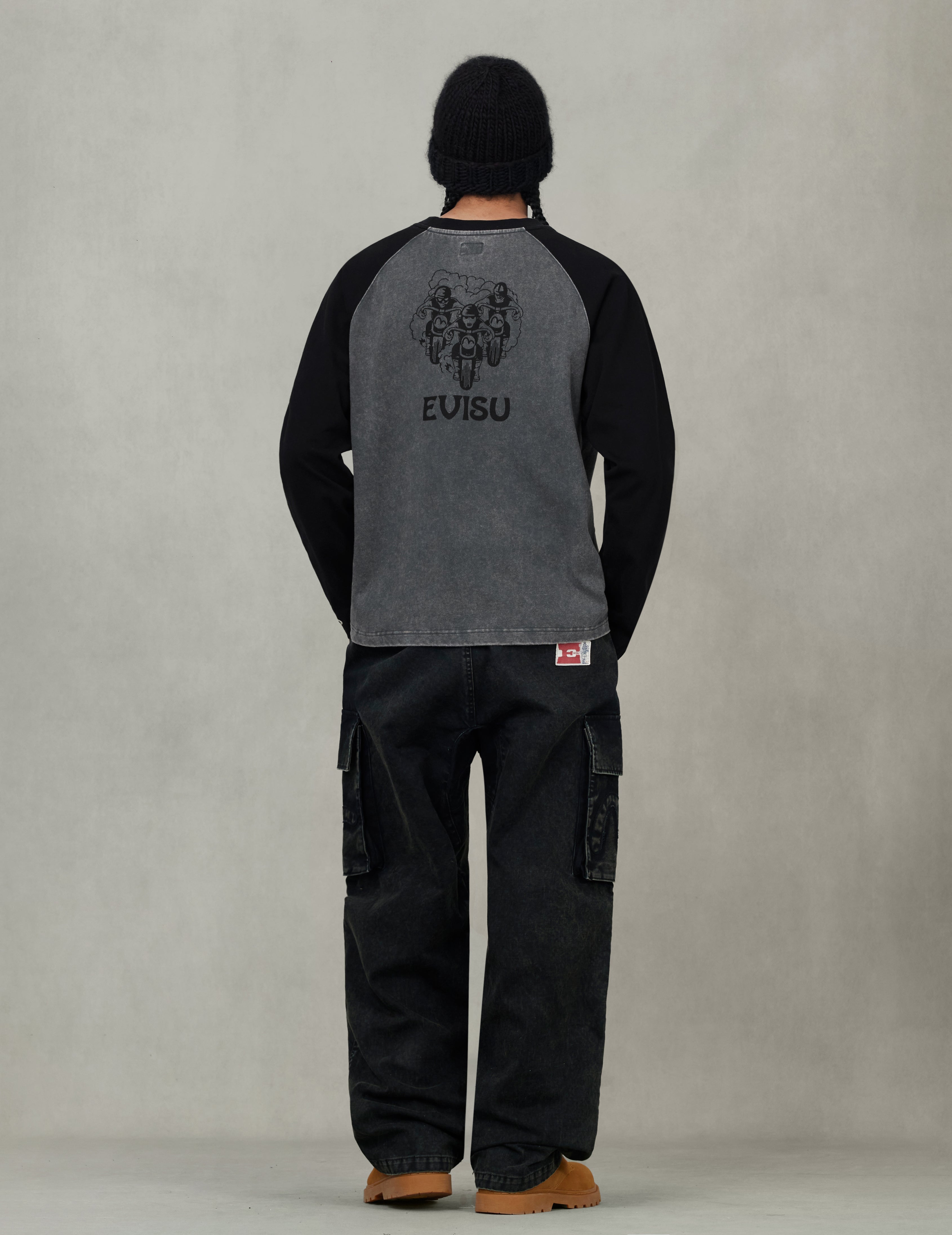 レトロモトクロスプリント リラックスフィット 長袖Tシャツ