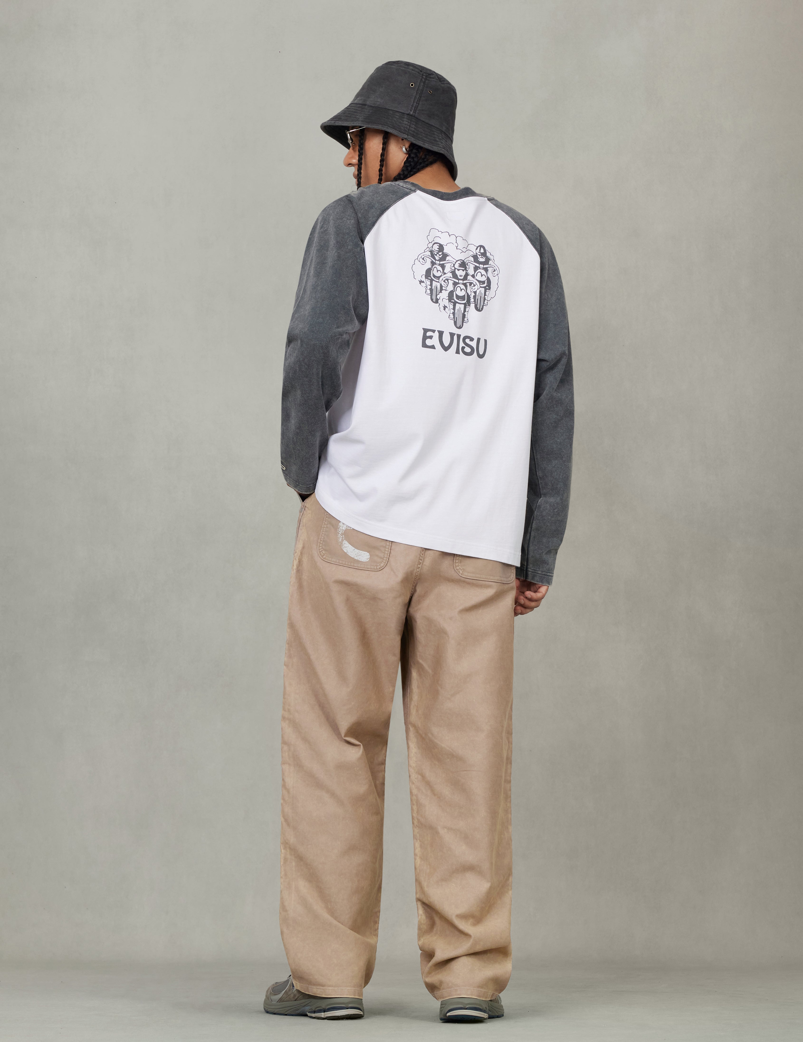 レトロモトクロスプリント リラックスフィット 長袖Tシャツ