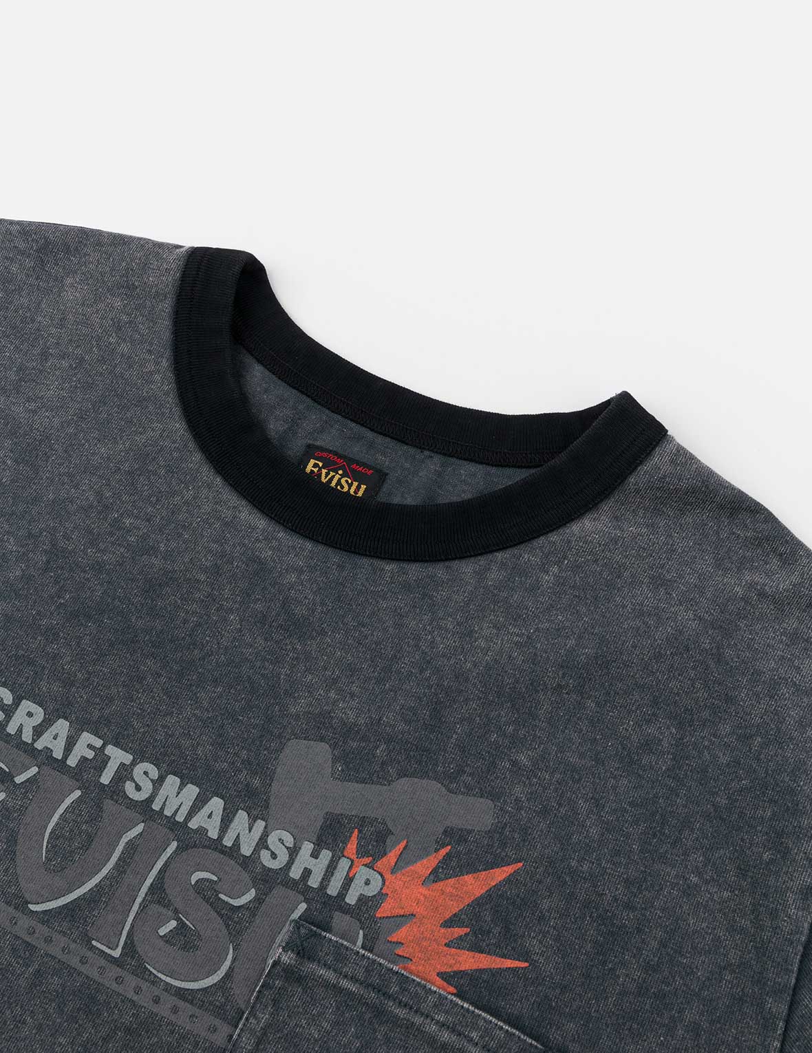 EVISUワークウェアプリント リラックスフィット リンガーTシャツ