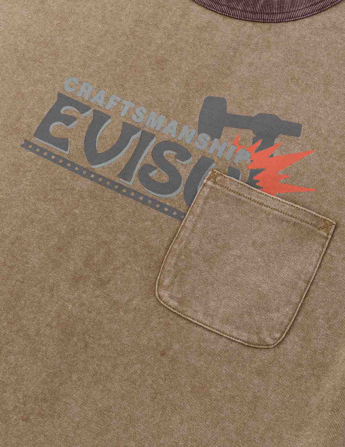 EVISUワークウェアプリント リラックスフィット リンガーTシャツ