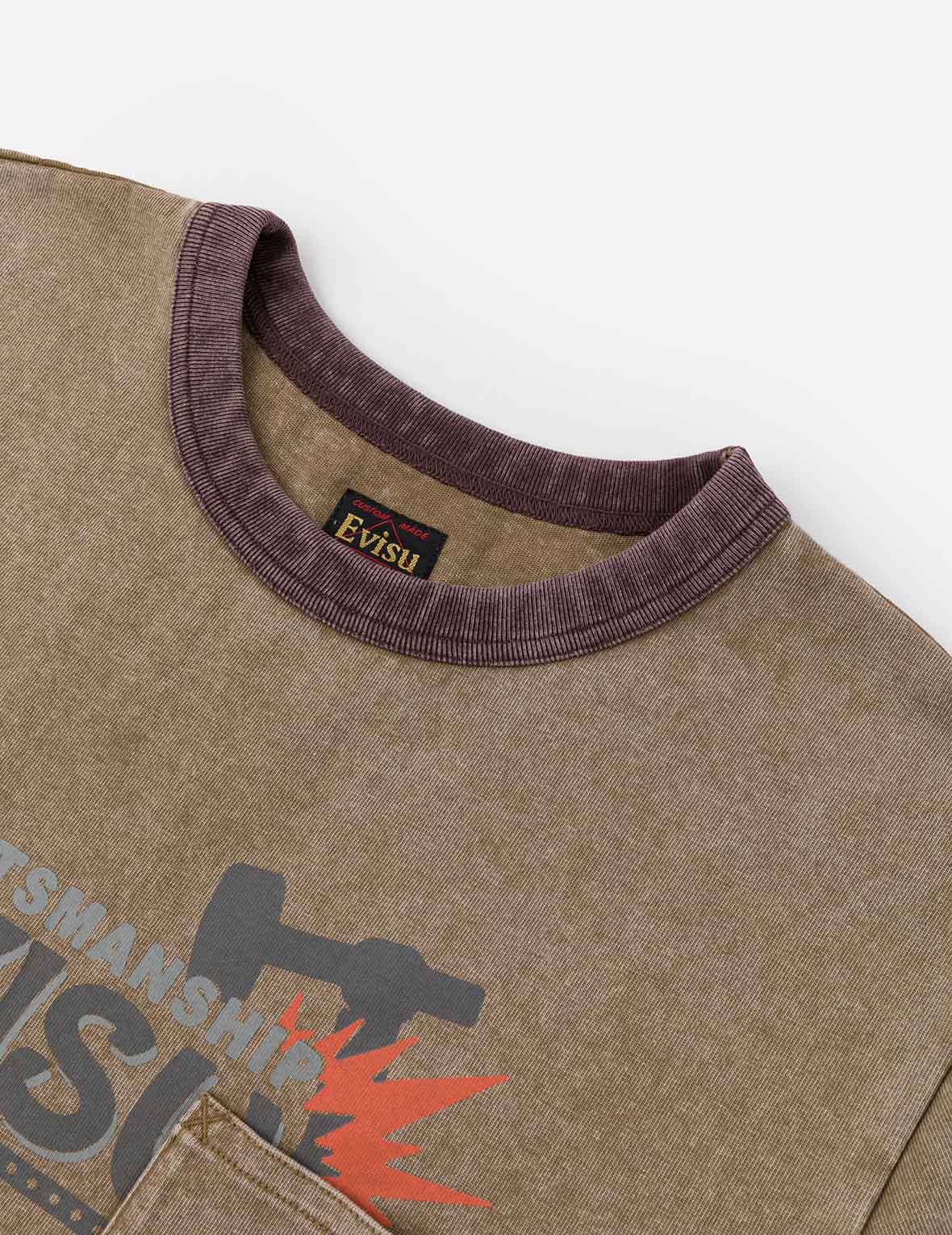 EVISUワークウェアプリント リラックスフィット リンガーTシャツ