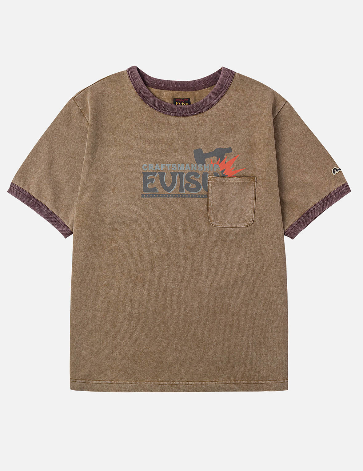 EVISUワークウェアプリント リラックスフィット リンガーTシャツ