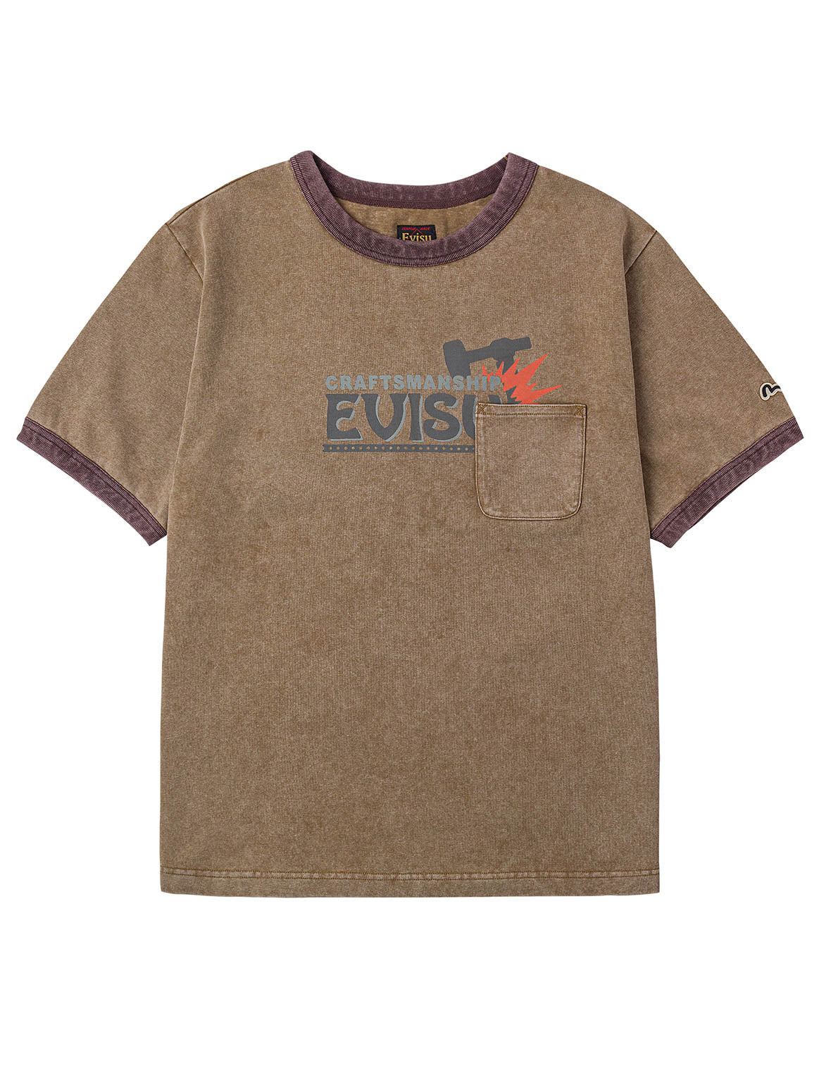 EVISUワークウェアプリント リラックスフィット リンガーTシャツ