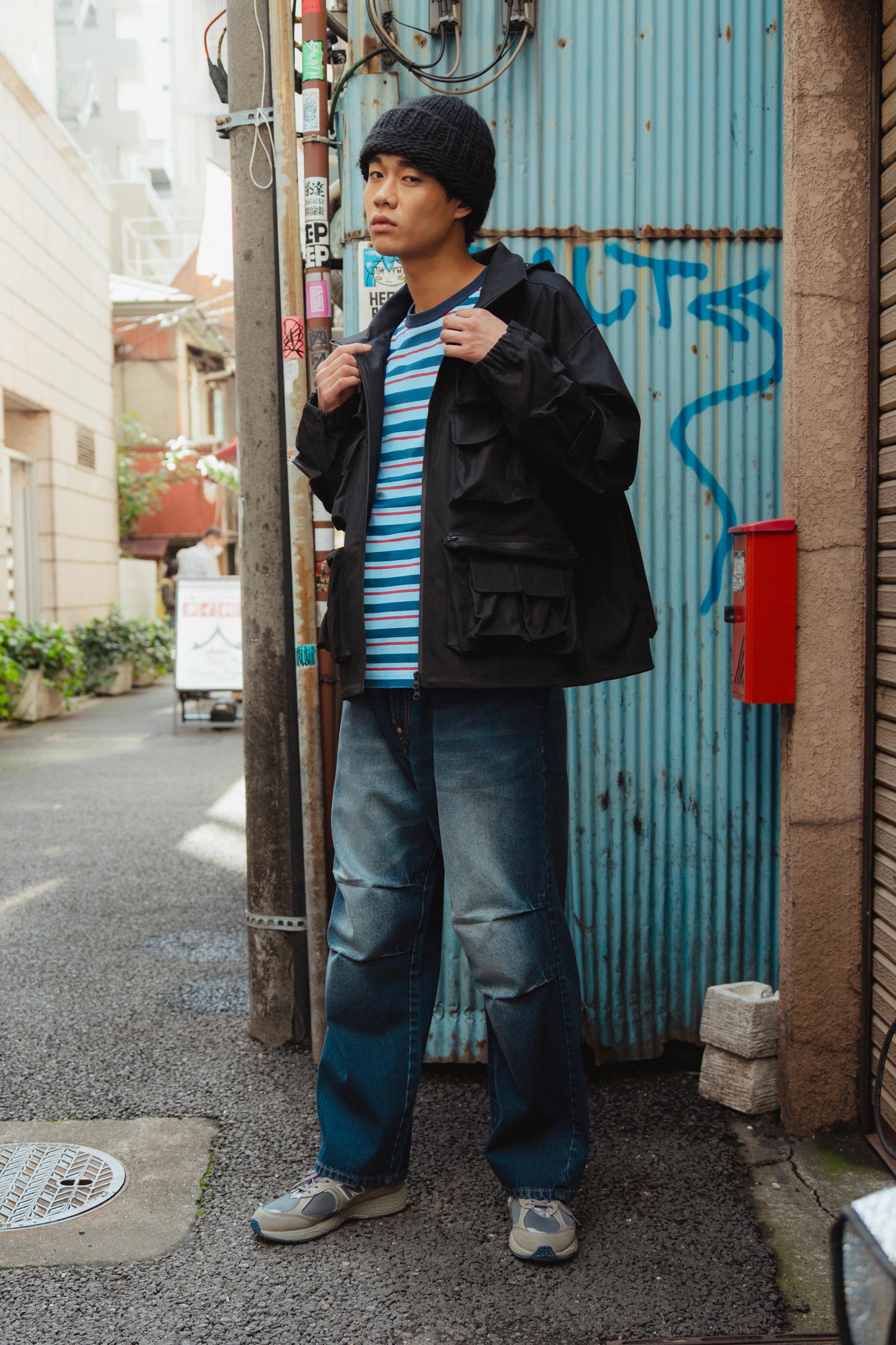 カモメアップリケ リラックスフィット ストライプTシャツ