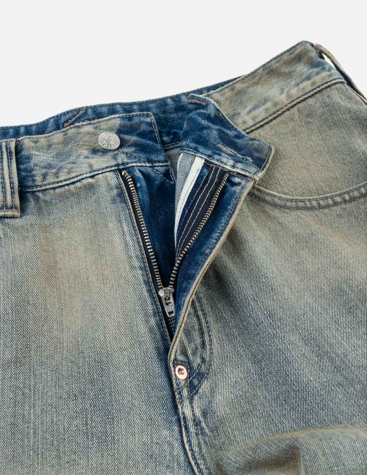ヴィンテージウォッシュ ダメージ ハートプリントジーンズ