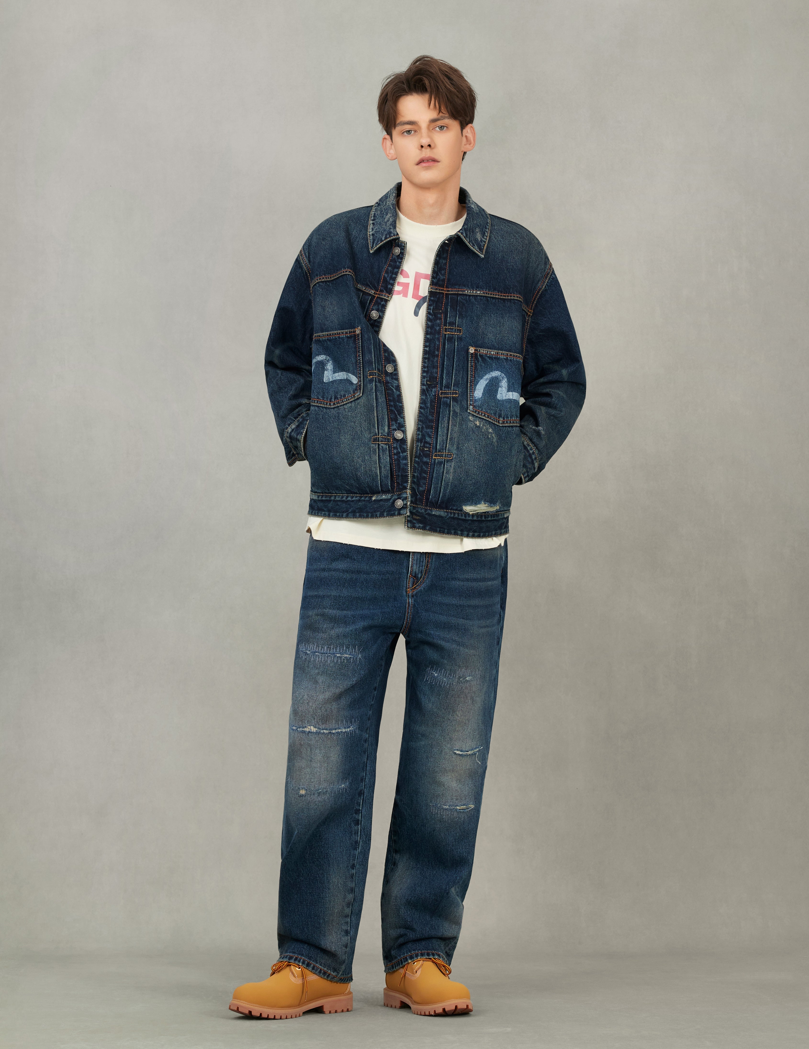EVISU X GDC ウォッシュド リラックスフィット デニムジャケット