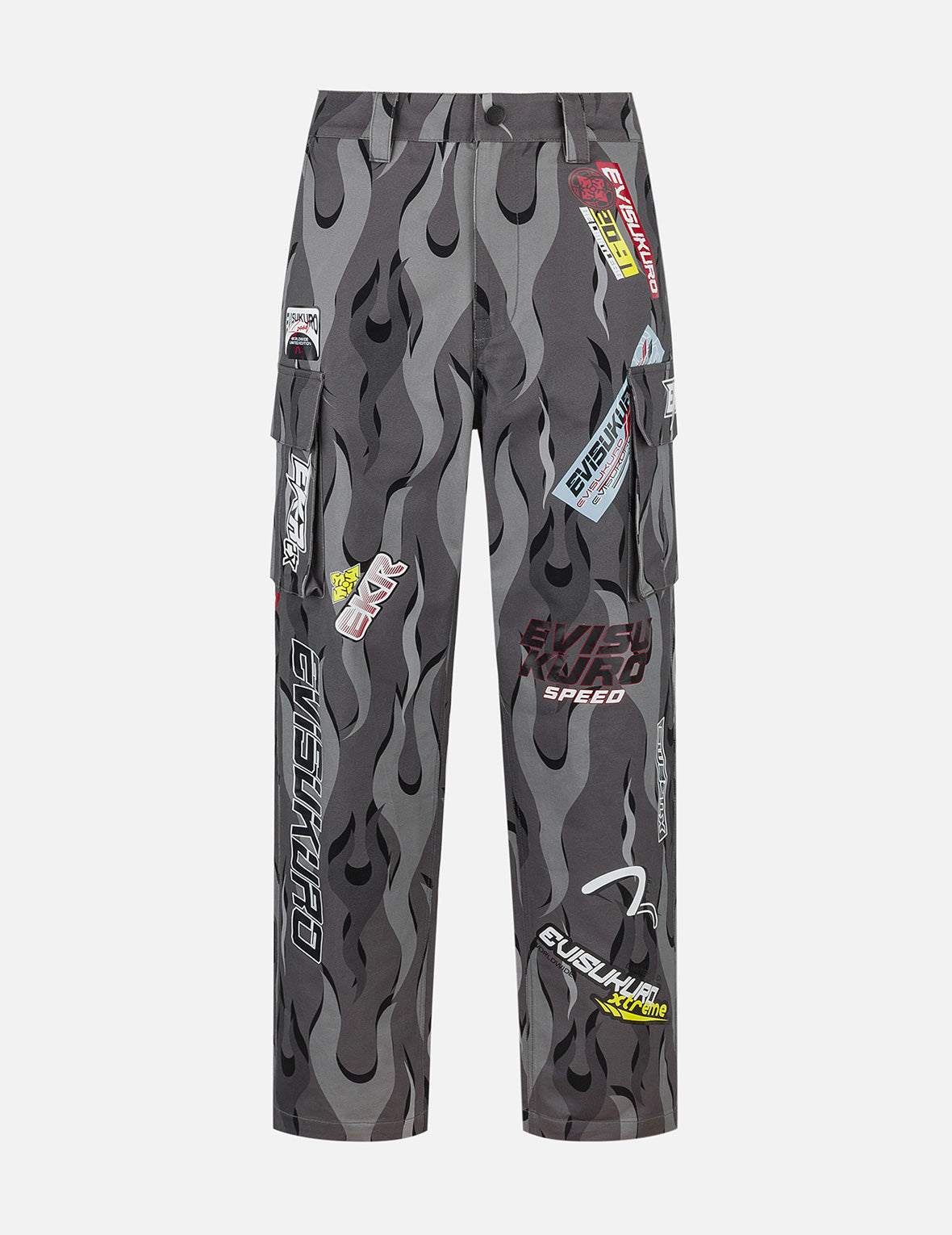 レーシングカモフラージュワイドレッグカーゴパンツ