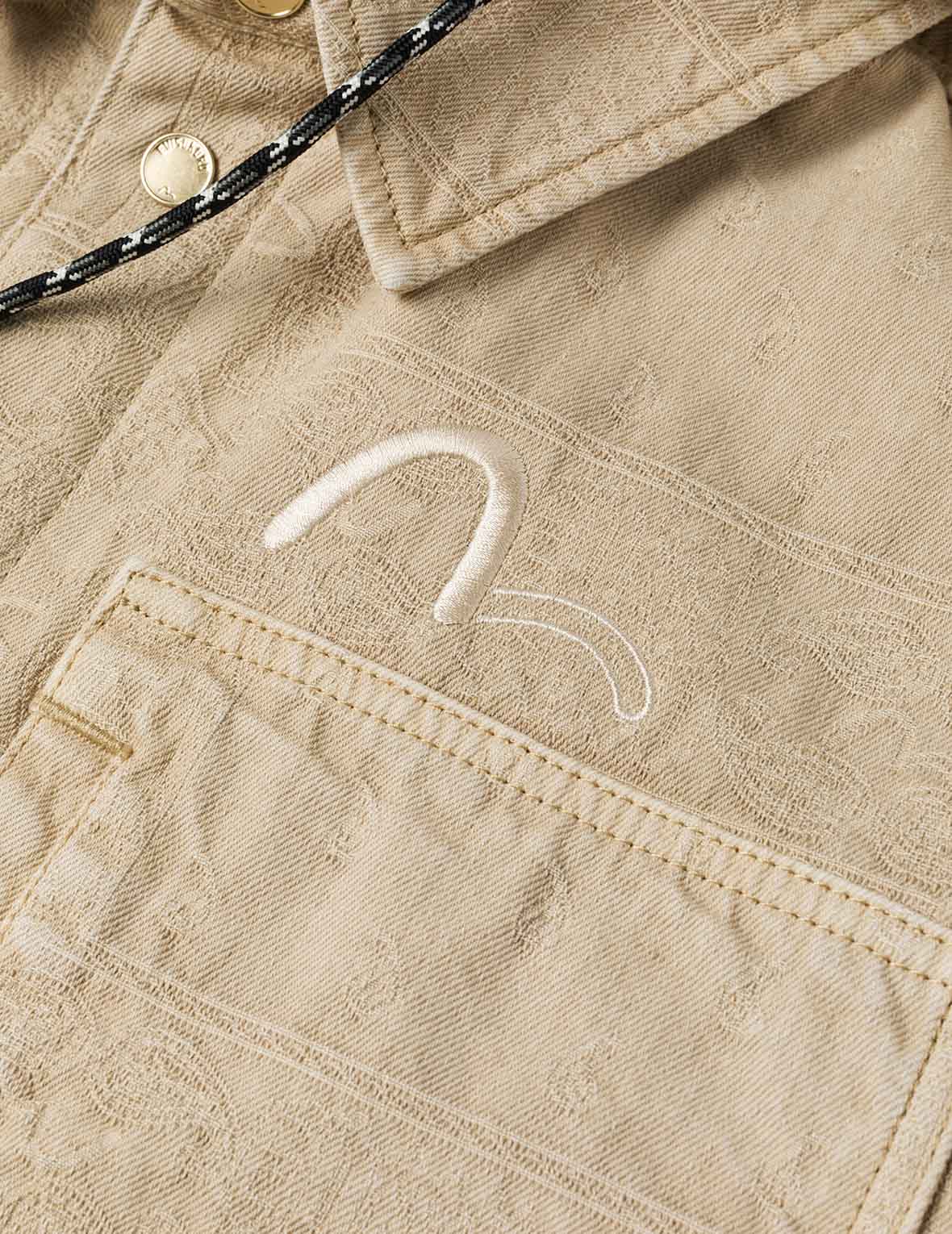 パッド入りペイズリージャカードと刺繍 2-in-1 ルーズフィット シャツジャケット