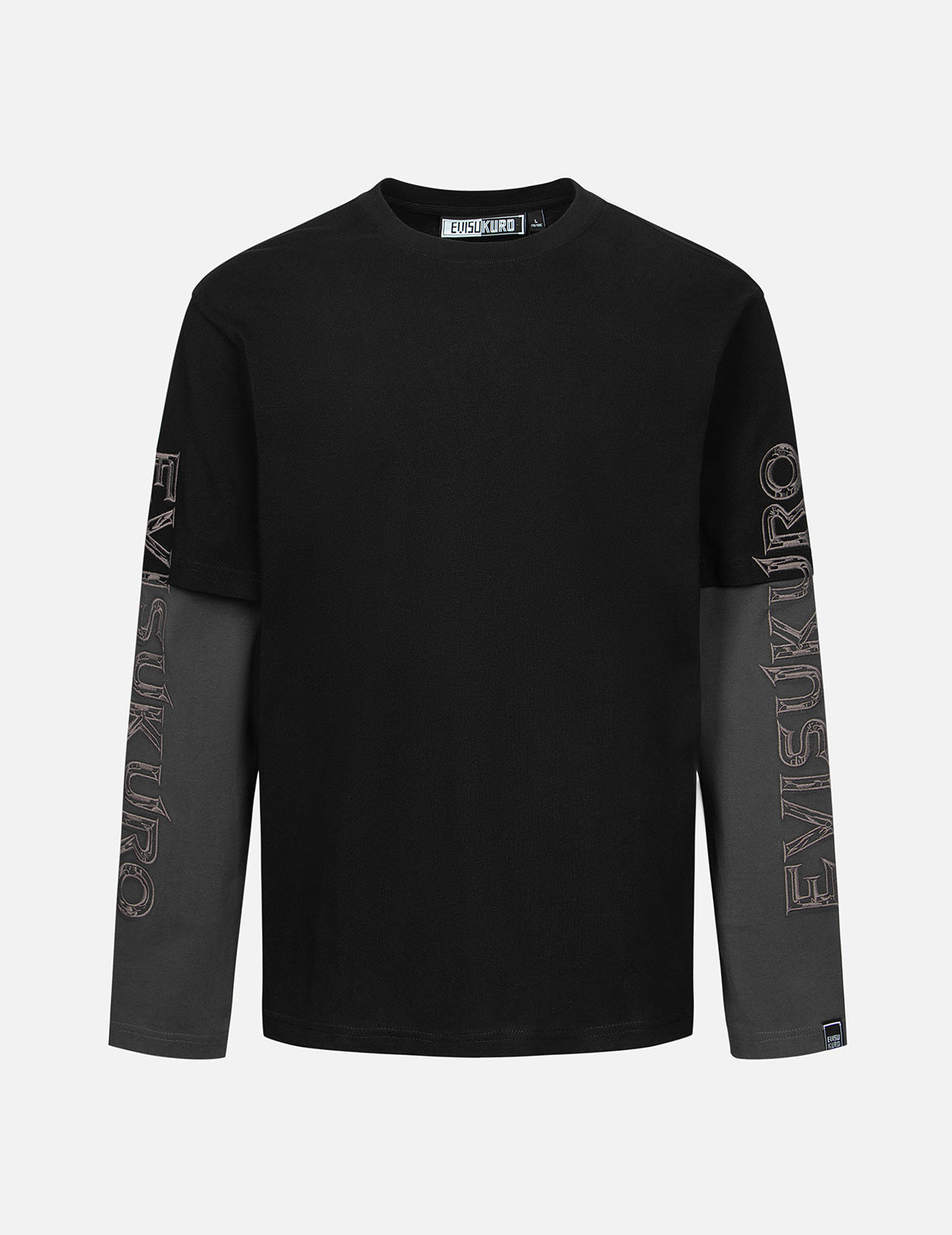 2-in-1 3D Logo Embroidery Loose Fit Long Sleeve T-shirt