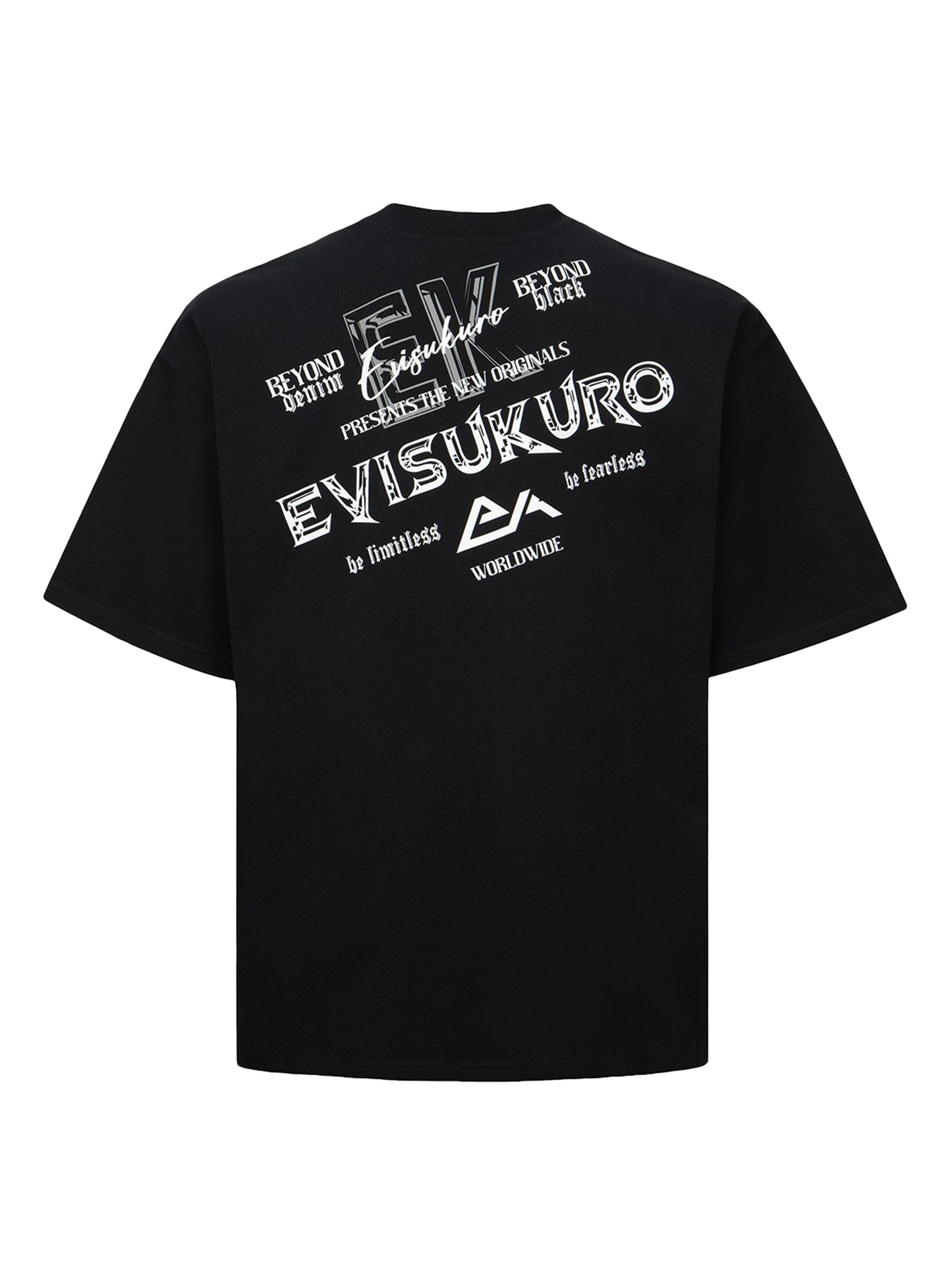 ロゴとスローガンプリントのルーズフィットTシャツ