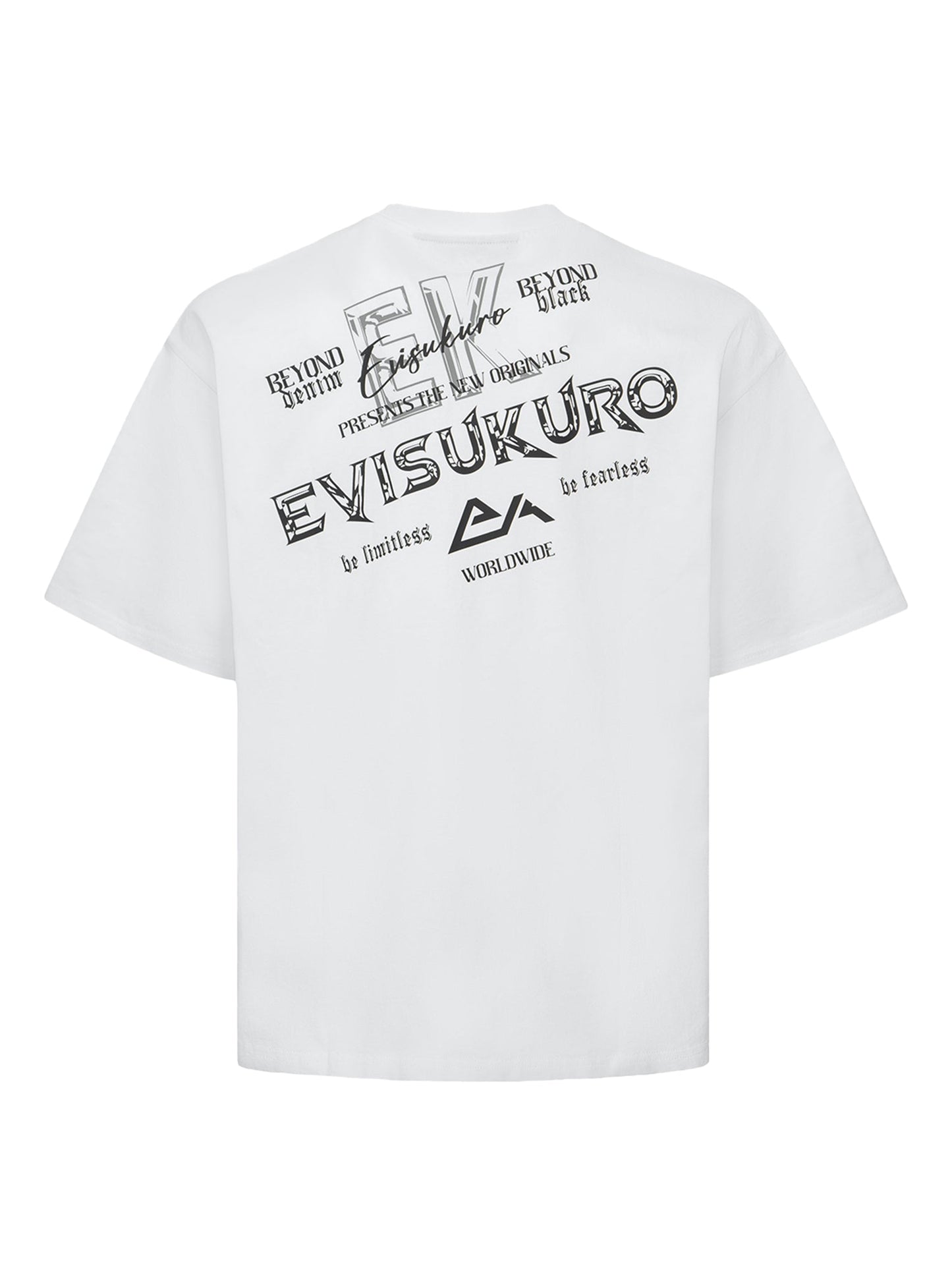 ロゴとスローガンプリントのルーズフィットTシャツ