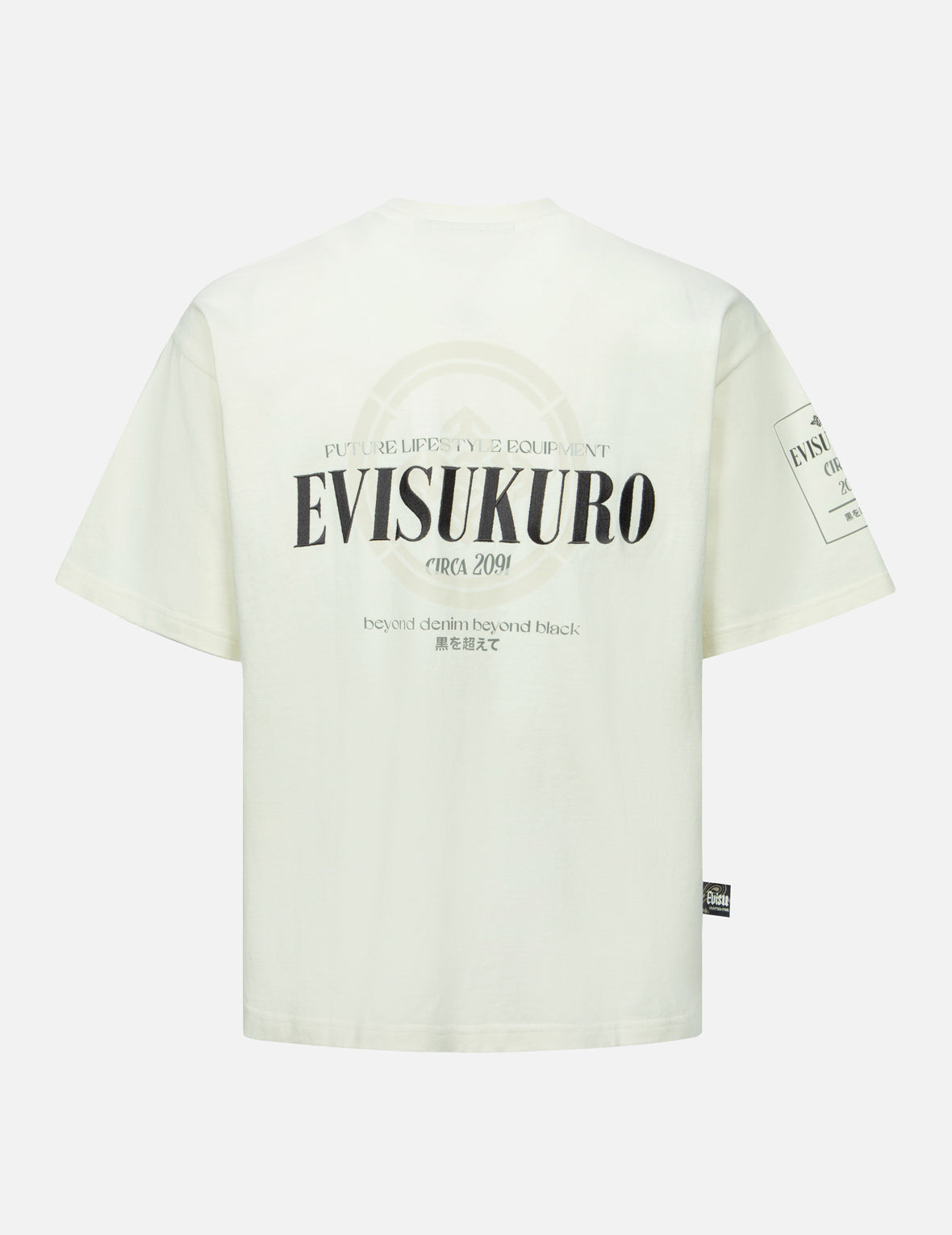 ロゴ刺繍と家紋プリントルーズフィットTシャツ