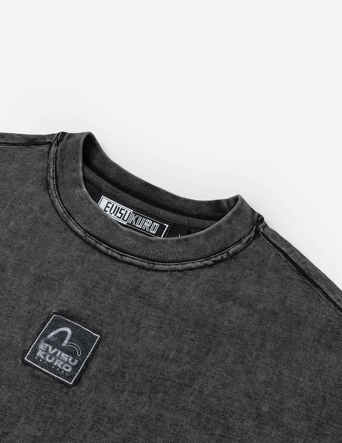EVISUKUROラベルとカモメプリント オーバーサイズ 2-in-1長袖 Tシャツ