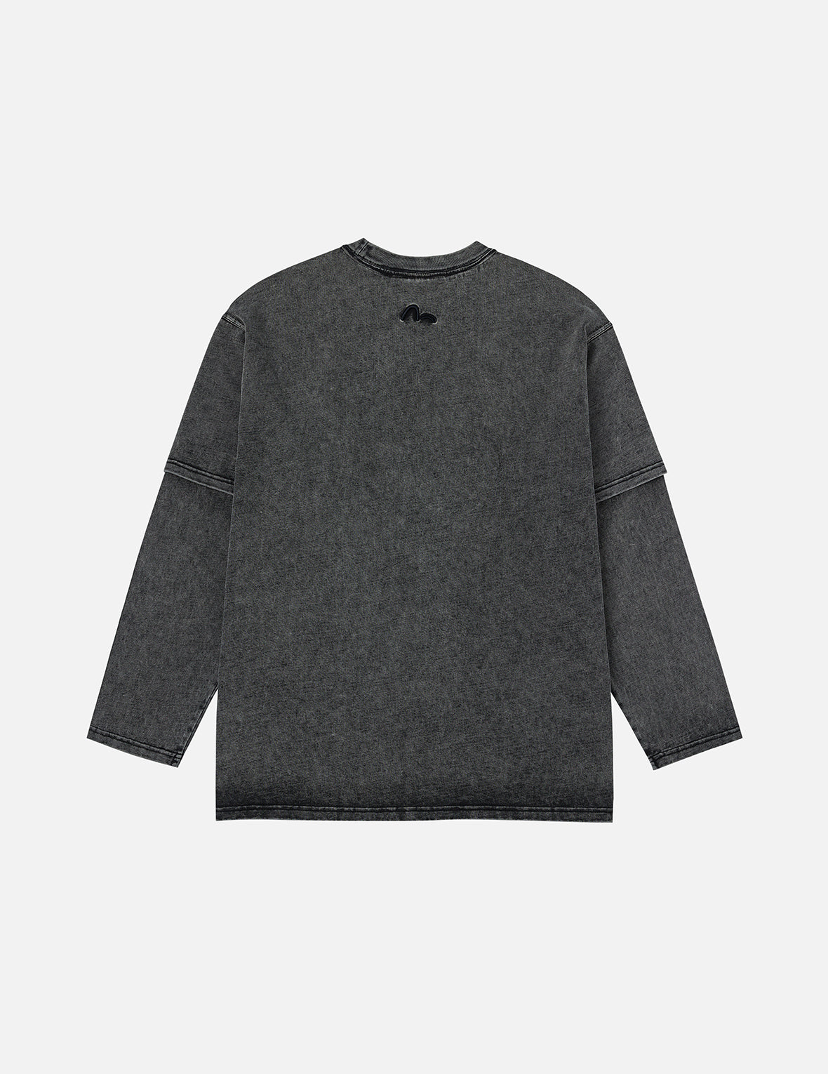 EVISUKUROラベルとカモメプリント オーバーサイズ 2-in-1長袖 Tシャツ