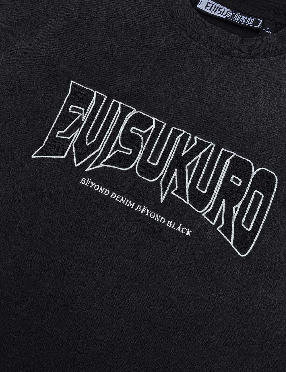 EVISUKURO Waffle Embroidery and Spray Dye Relax Fit T-shirt