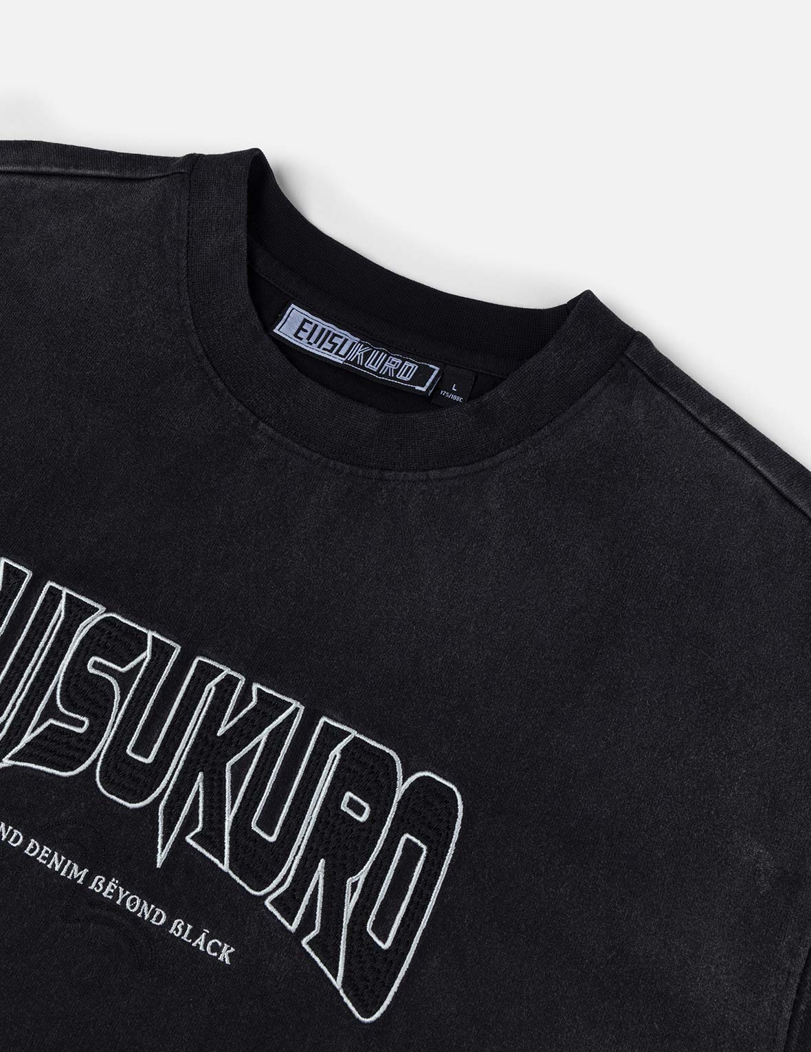 EVISUKURO Waffle Embroidery and Spray Dye Relax Fit T-shirt