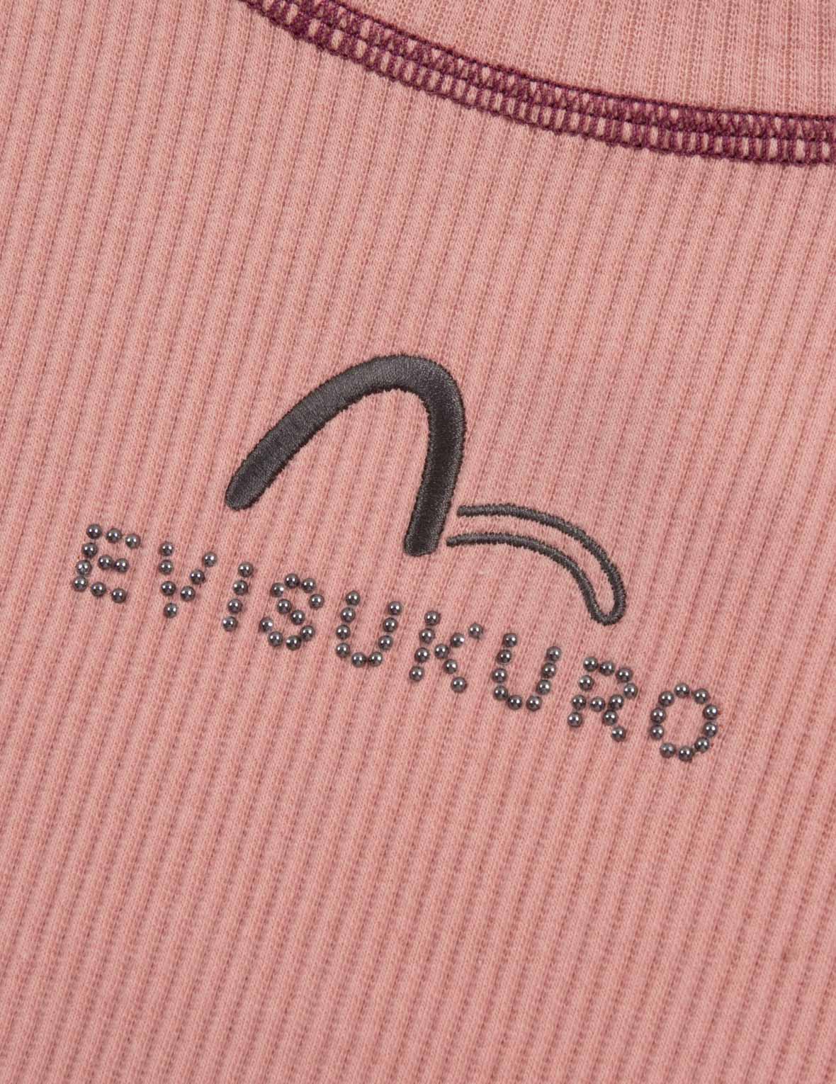 カモメ刺繍スタッドスリムニットトップ