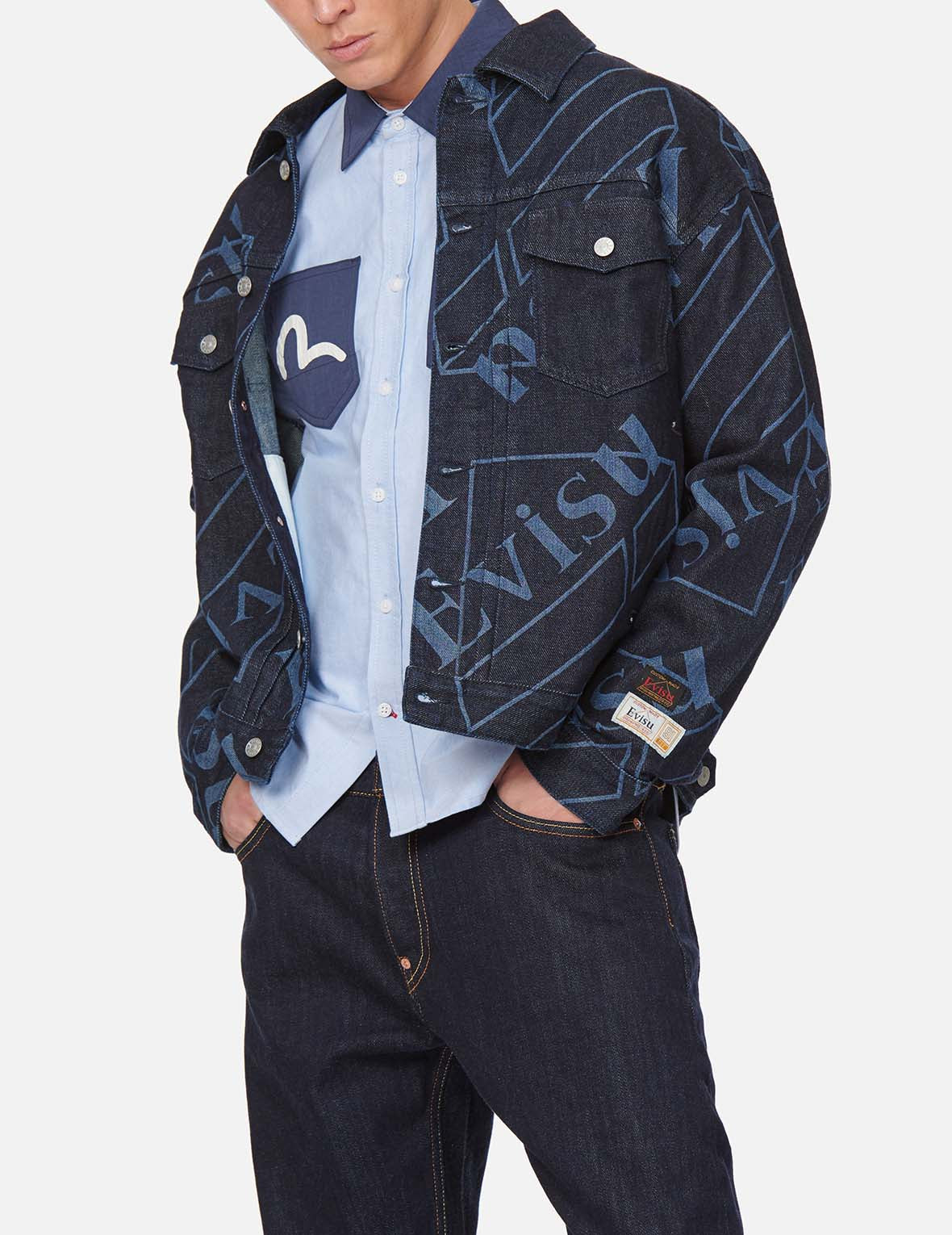 Logo Monogram Discharged Print Denim Jacket