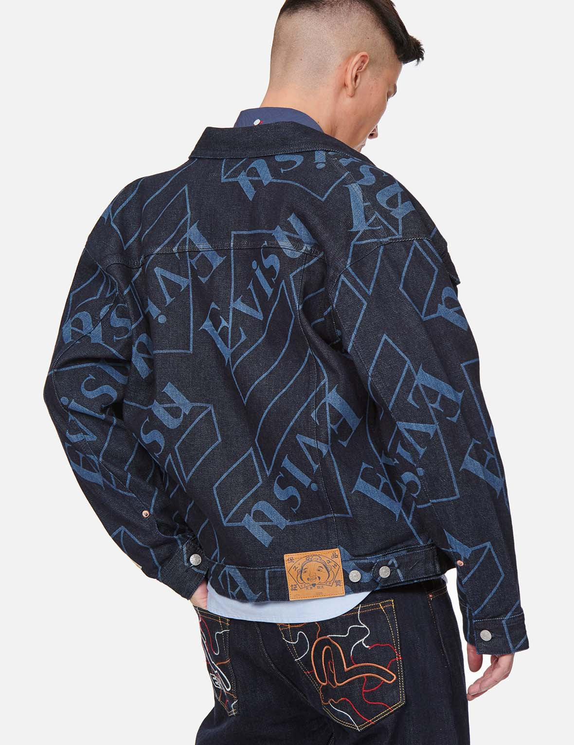 Logo Monogram Discharged Print Denim Jacket