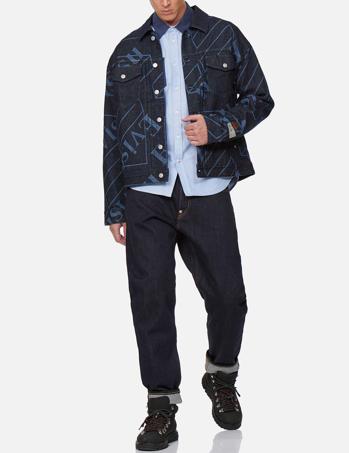Logo Monogram Discharged Print Denim Jacket