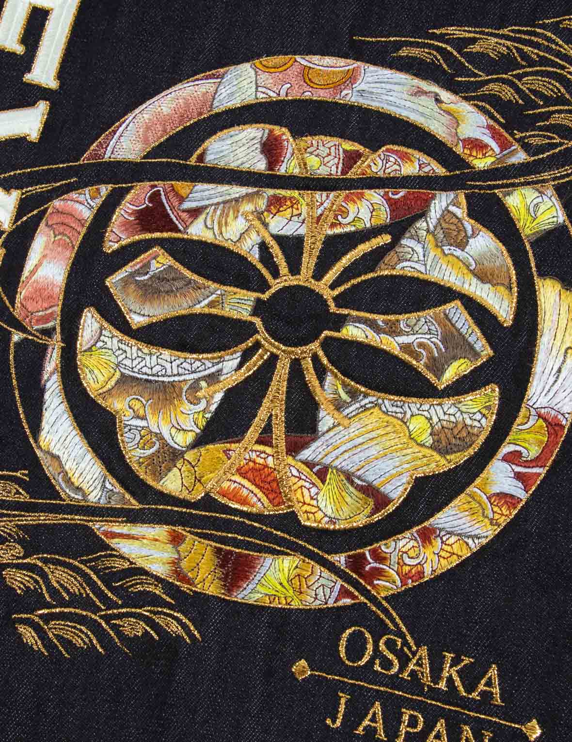 鯉柄家紋&ロゴ刺繍デニムジャケット