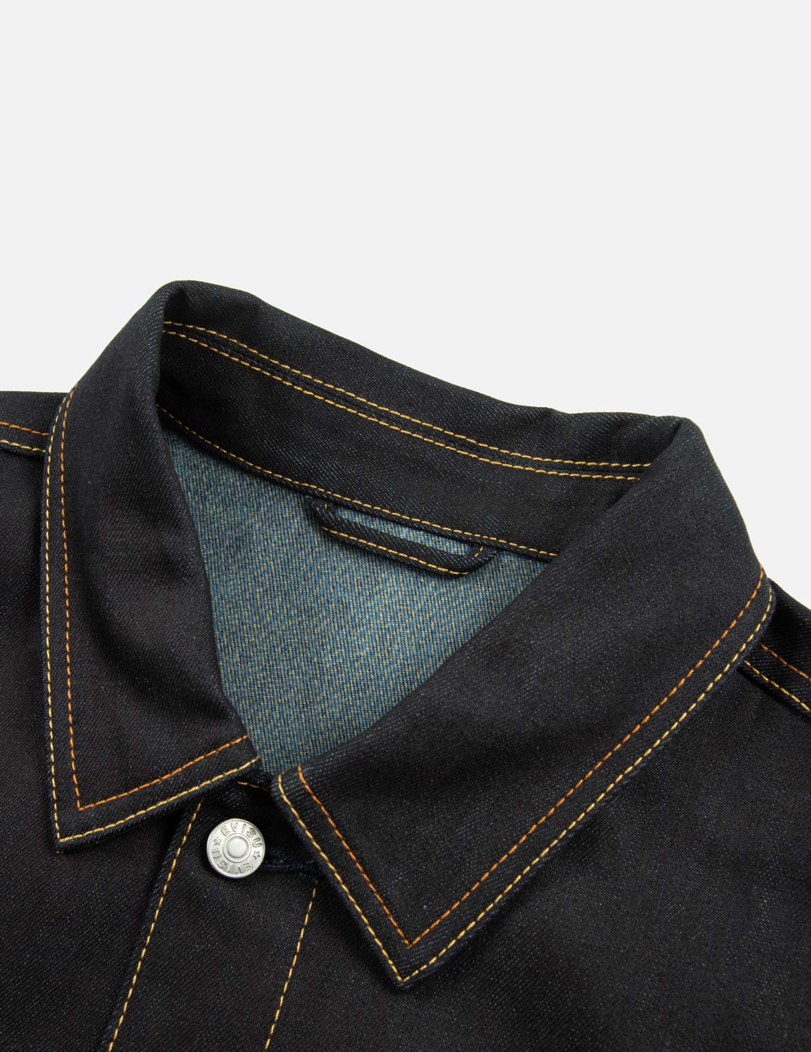 隈取だるま大黒プリントと刺繍のルーズフィットデニムジャケット