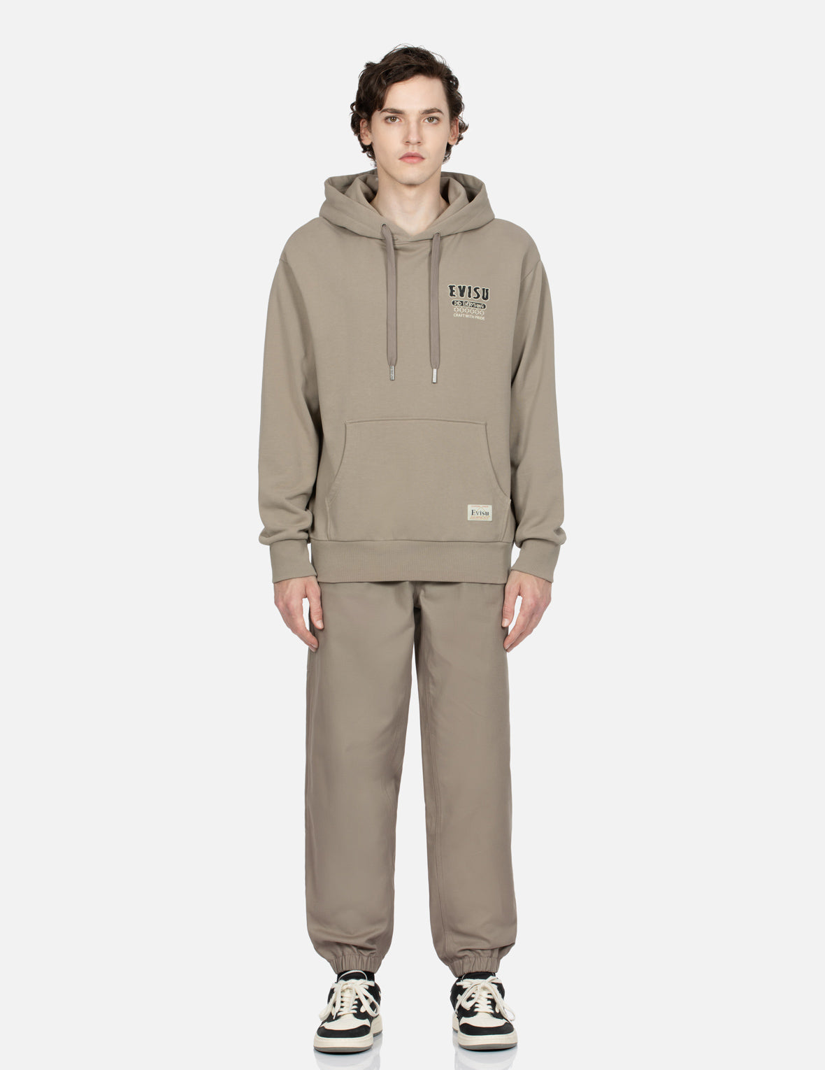 Kamon and Logo Embroidery Woven Jogger Pants