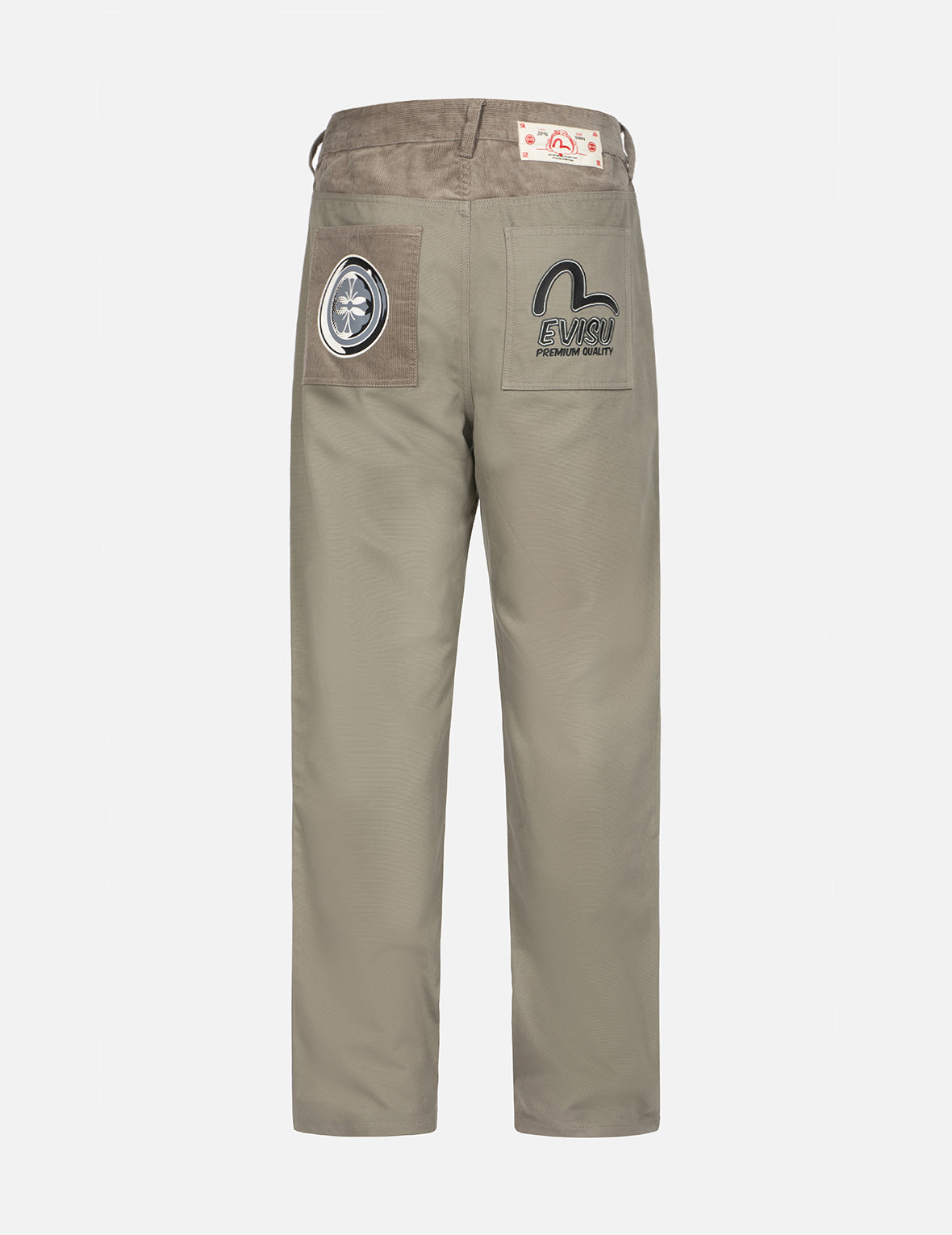 カモメと家紋プリントのストレートフィットチノパンツ