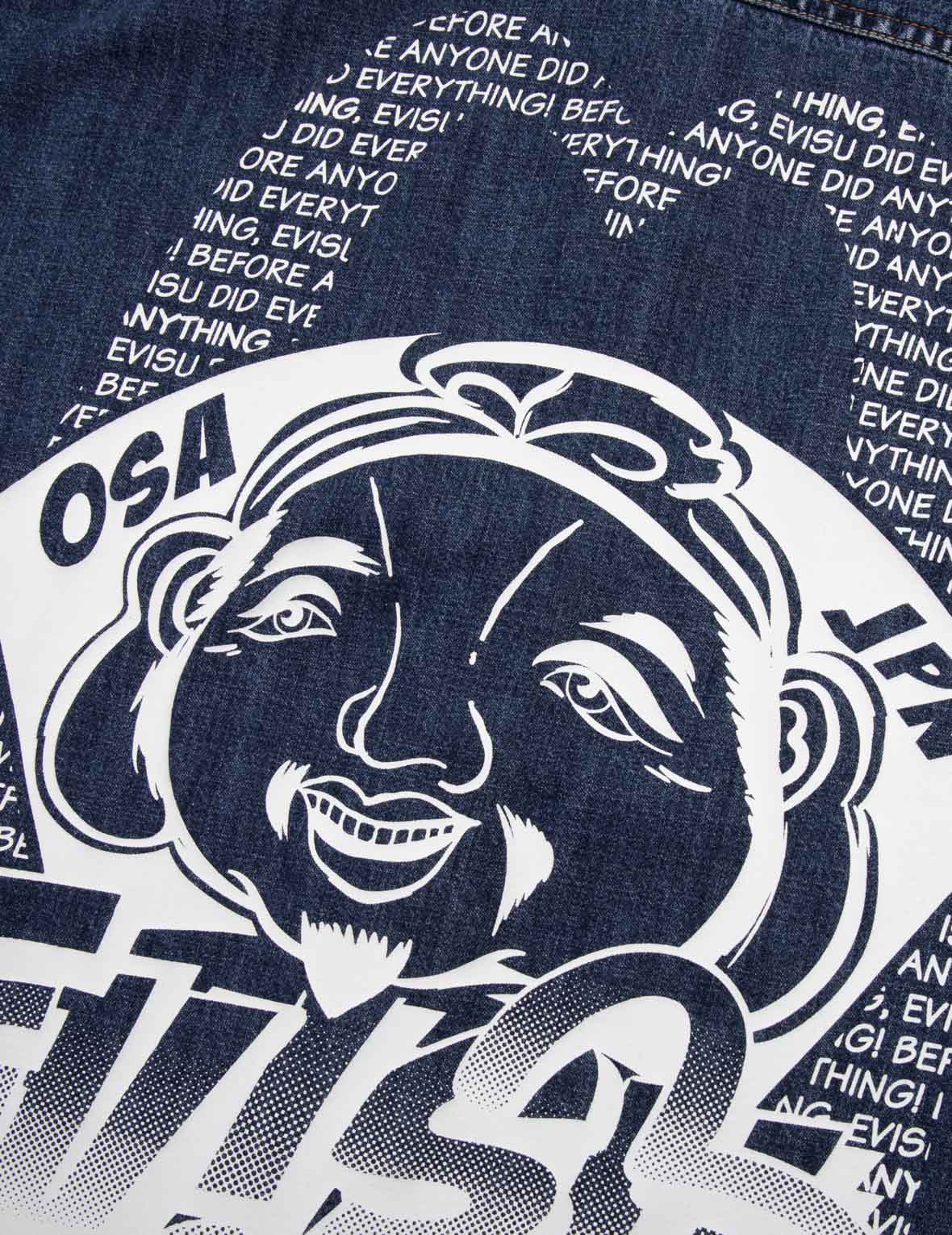 ポップアートゴッドヘッドプリントリラックスフィットデニムシャツ