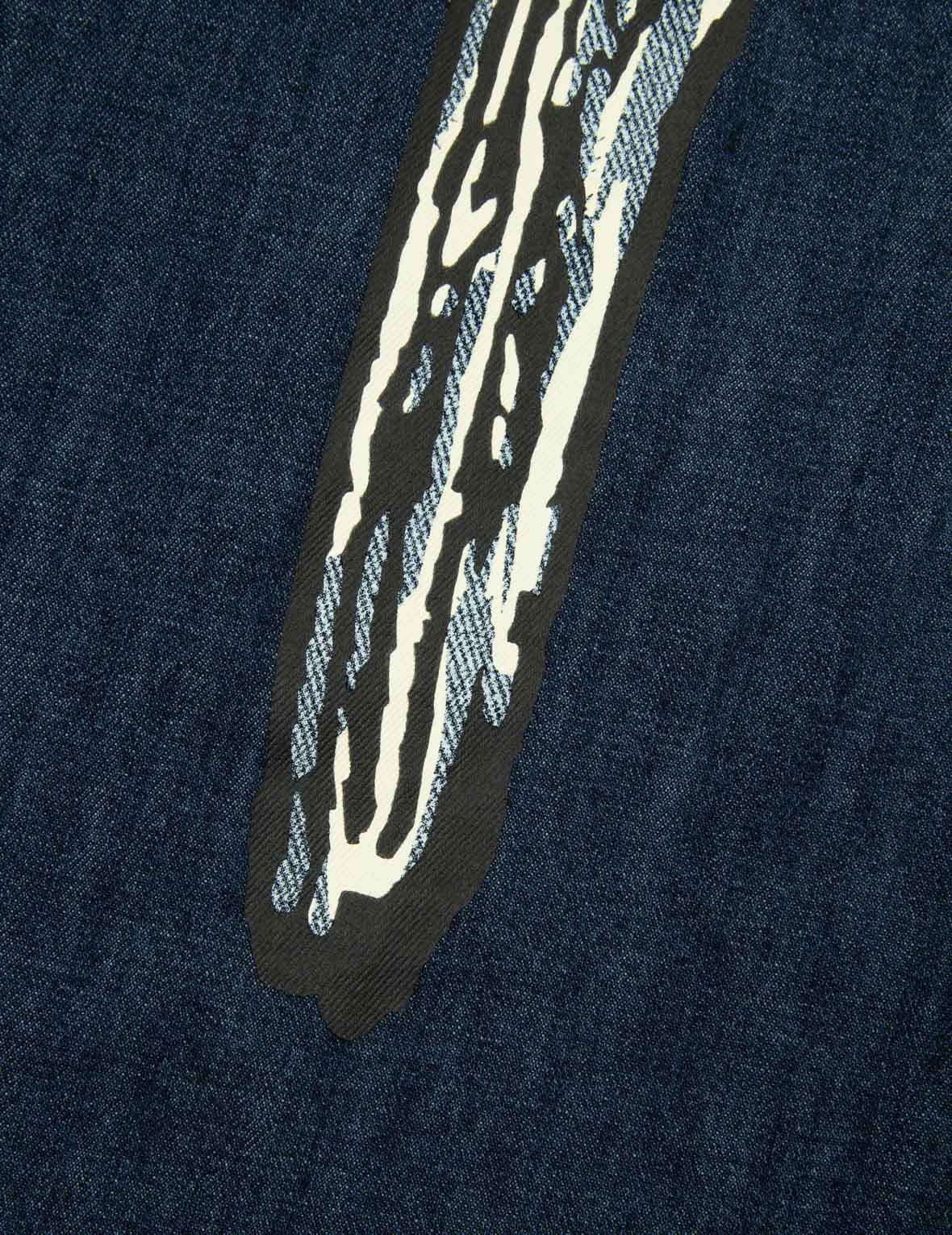 手描き大黒プリントリラックスフィットデニムシャツ