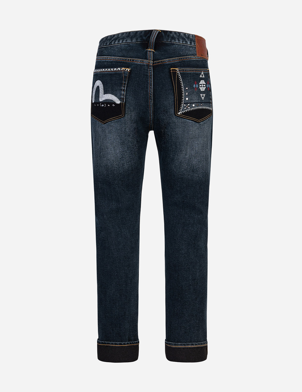 Seagull Embroidery with Metal Studs Carrot Fit Jeans #2017