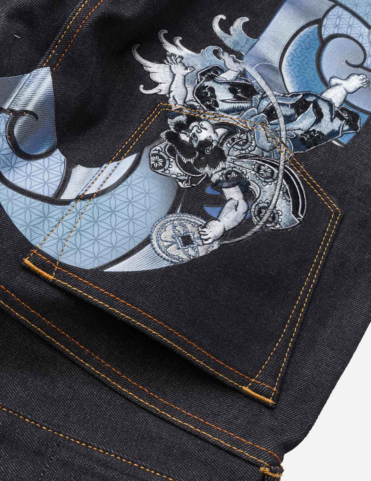 タトゥー鯉 大黒刺繍 スリムフィット ジーンズ #2010