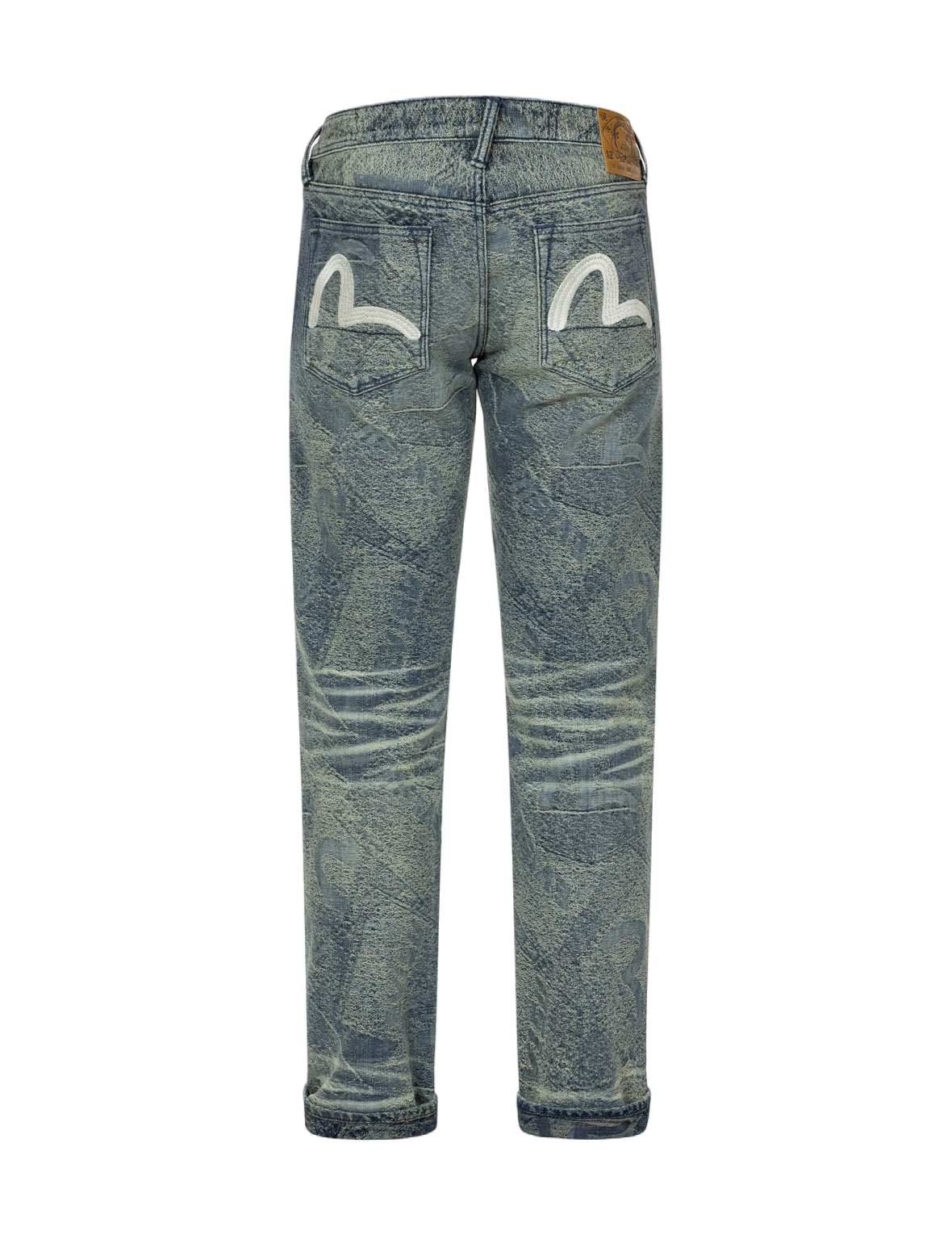 Washed Seagull Embroidery Regular Straight Fit Jeans #2008