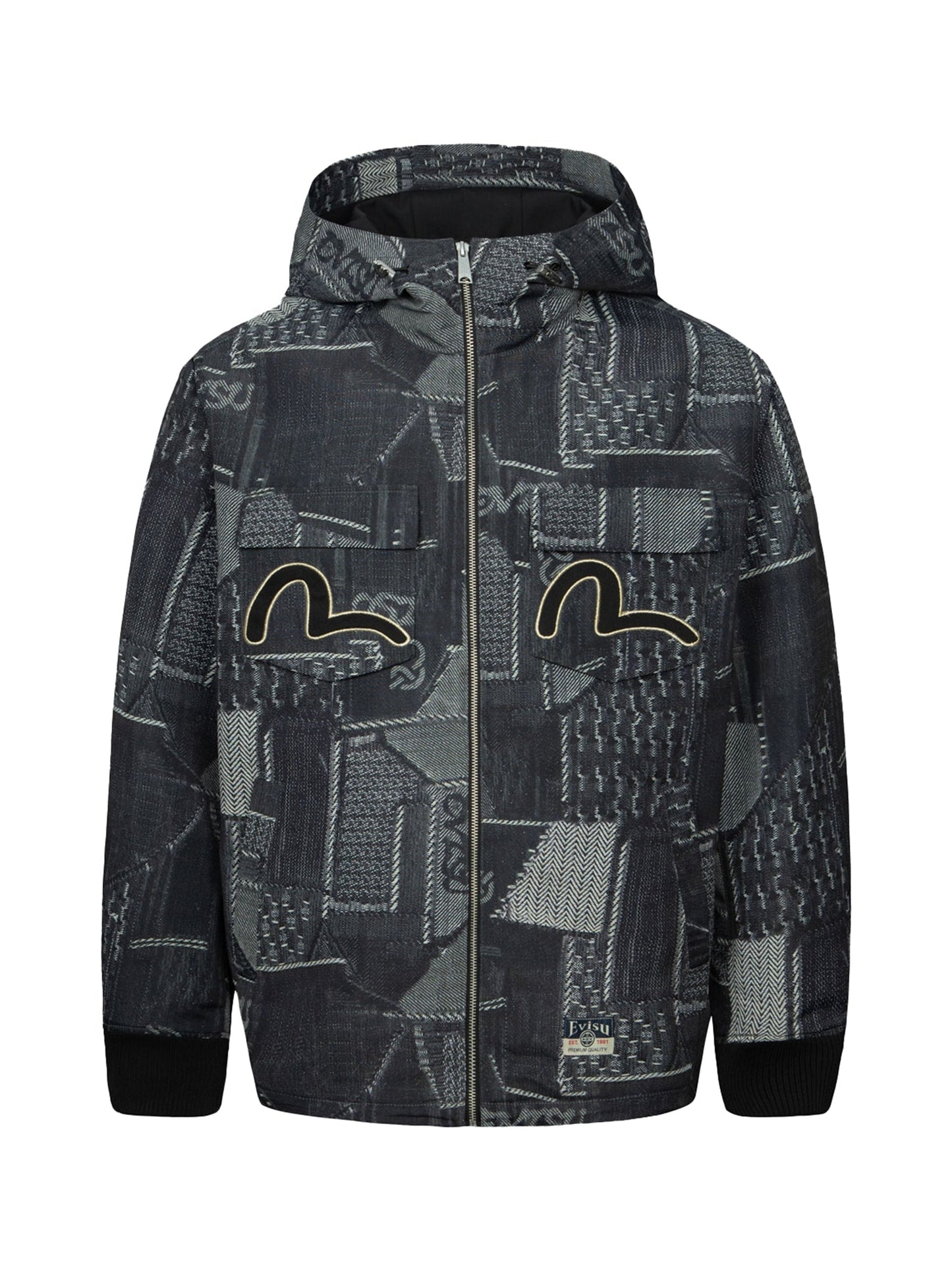 Wheel of Wisdom and Seagull Embroidery Regular Fit Denim Jacket