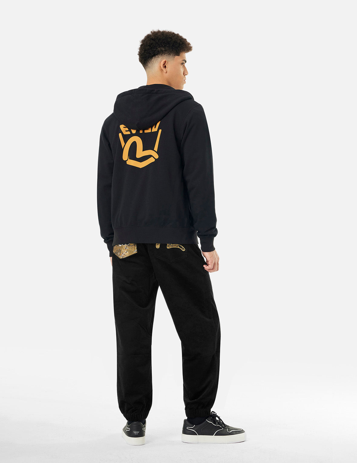 仏頭とカモメブロケードアプリケストレートフィットジョガーズ