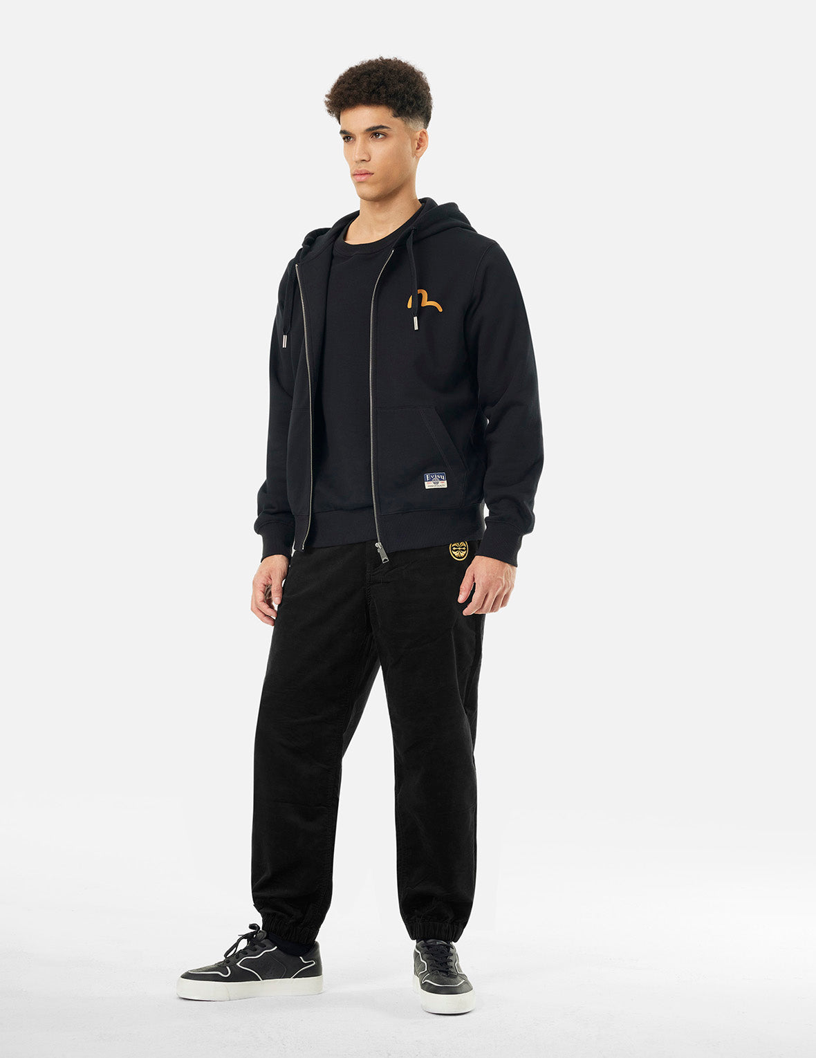 仏頭とカモメブロケードアプリケストレートフィットジョガーズ