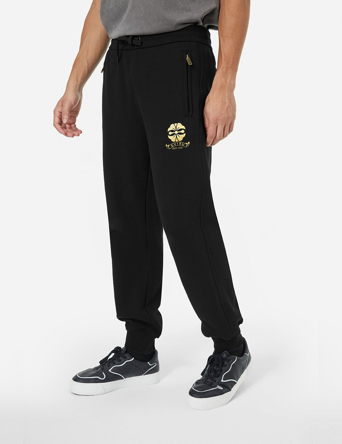 家紋と EVISU フォイルプリント ストレート フィット スウェットパンツ