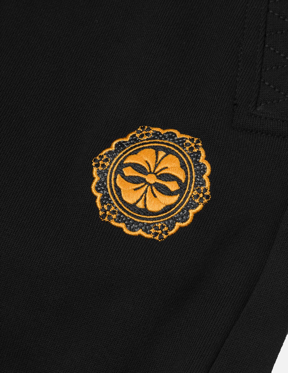 花札家紋刺繍ルーズフィットスウェットパンツ
